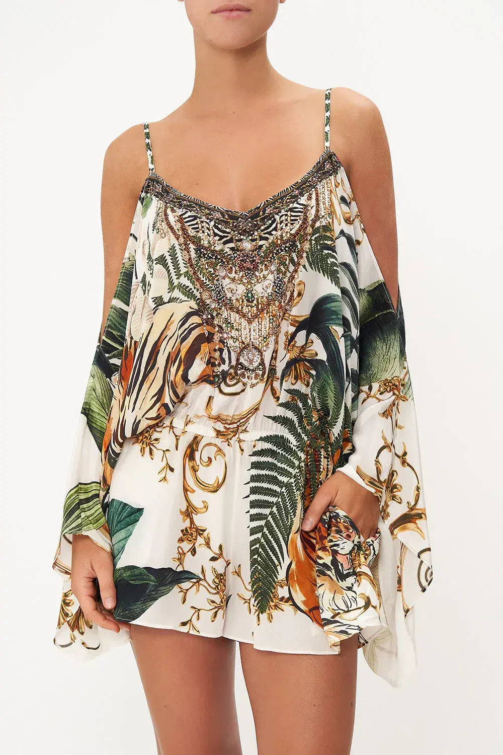 Camilla Franks Drop Shoulder Playsuit Tiger Trap Print Size S /AU 10 - Image 2