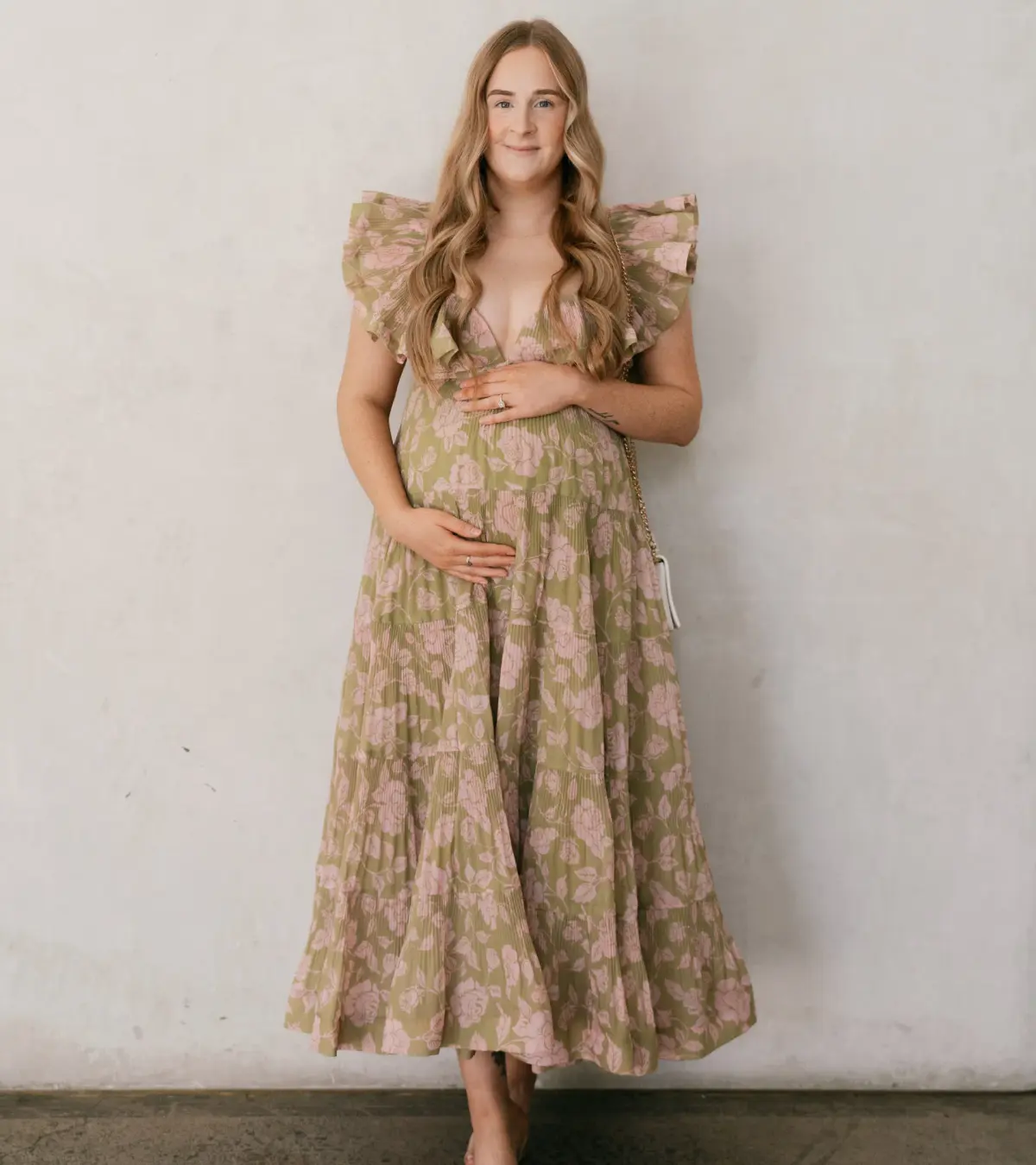 Zimmermann Lovestruck Pleated Gown Olive and Pink Rose Size 3 / AU 10-12 - Image 1