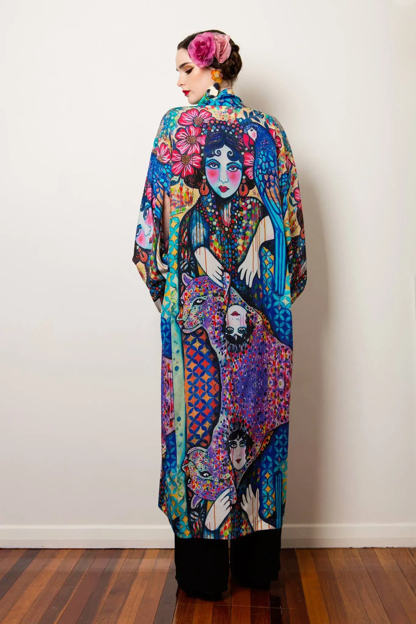 Sarah Hickey Art Silk Kimono Almost One Of A Kind Size 18 - Image 3