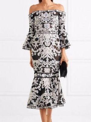 Marchesa Notte Guipure Lace and Tulle Dress Size 10 - Image 1