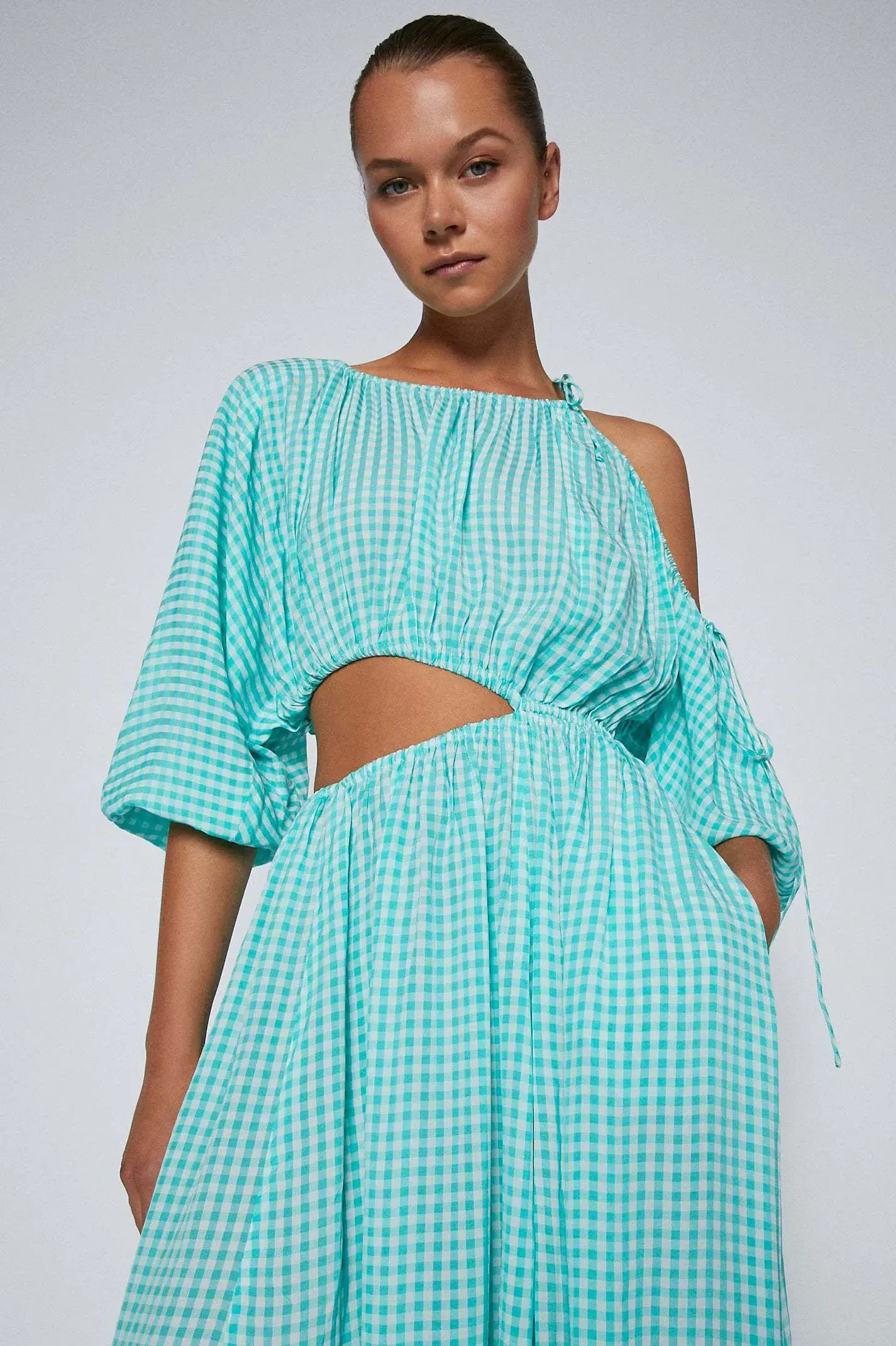 Scanlan Theodore Gingham Drawstring Dress Mint Size 10 - Image 4
