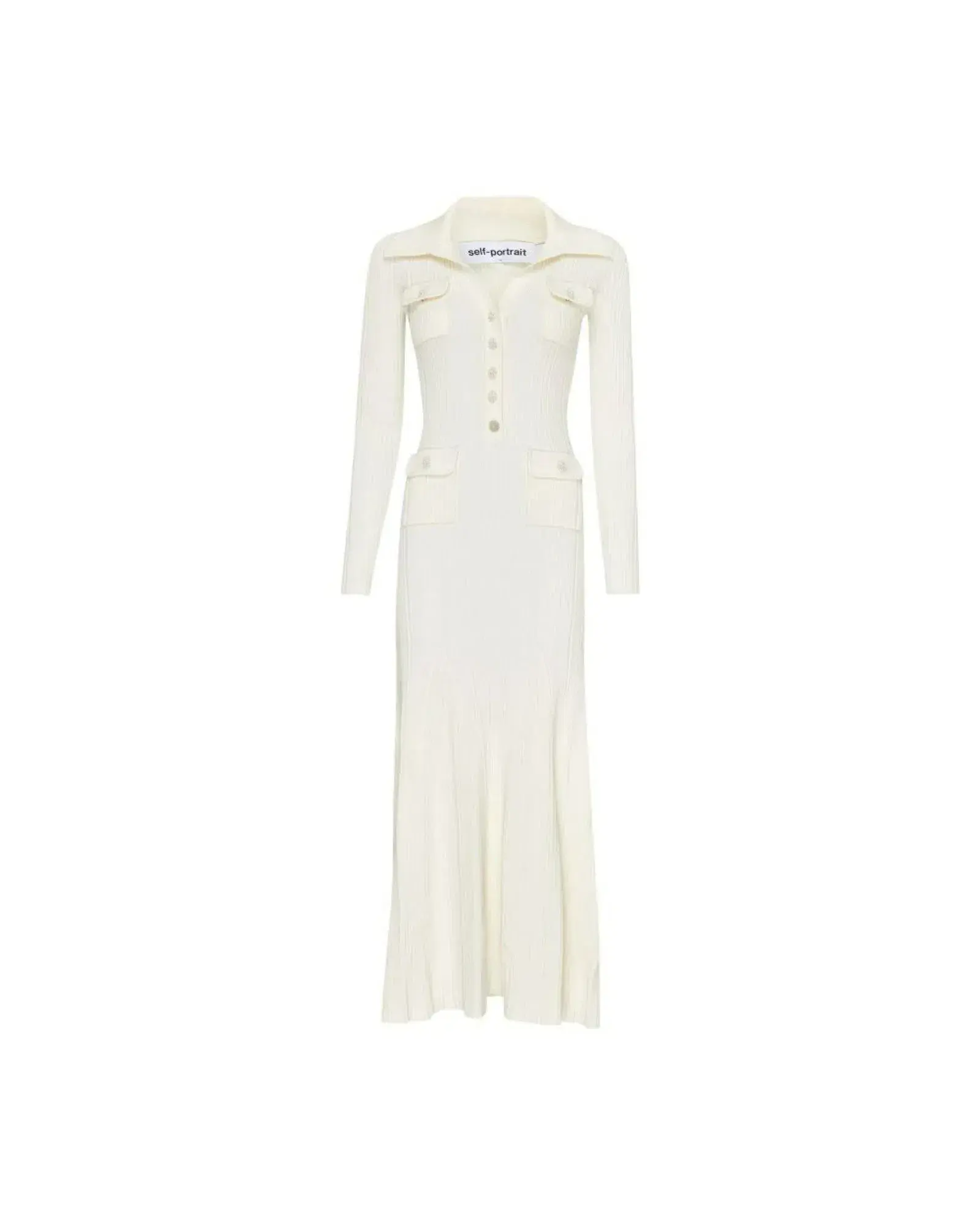Self Portrait Embellished Midi Dress Cream Size AU 8 - Image 4