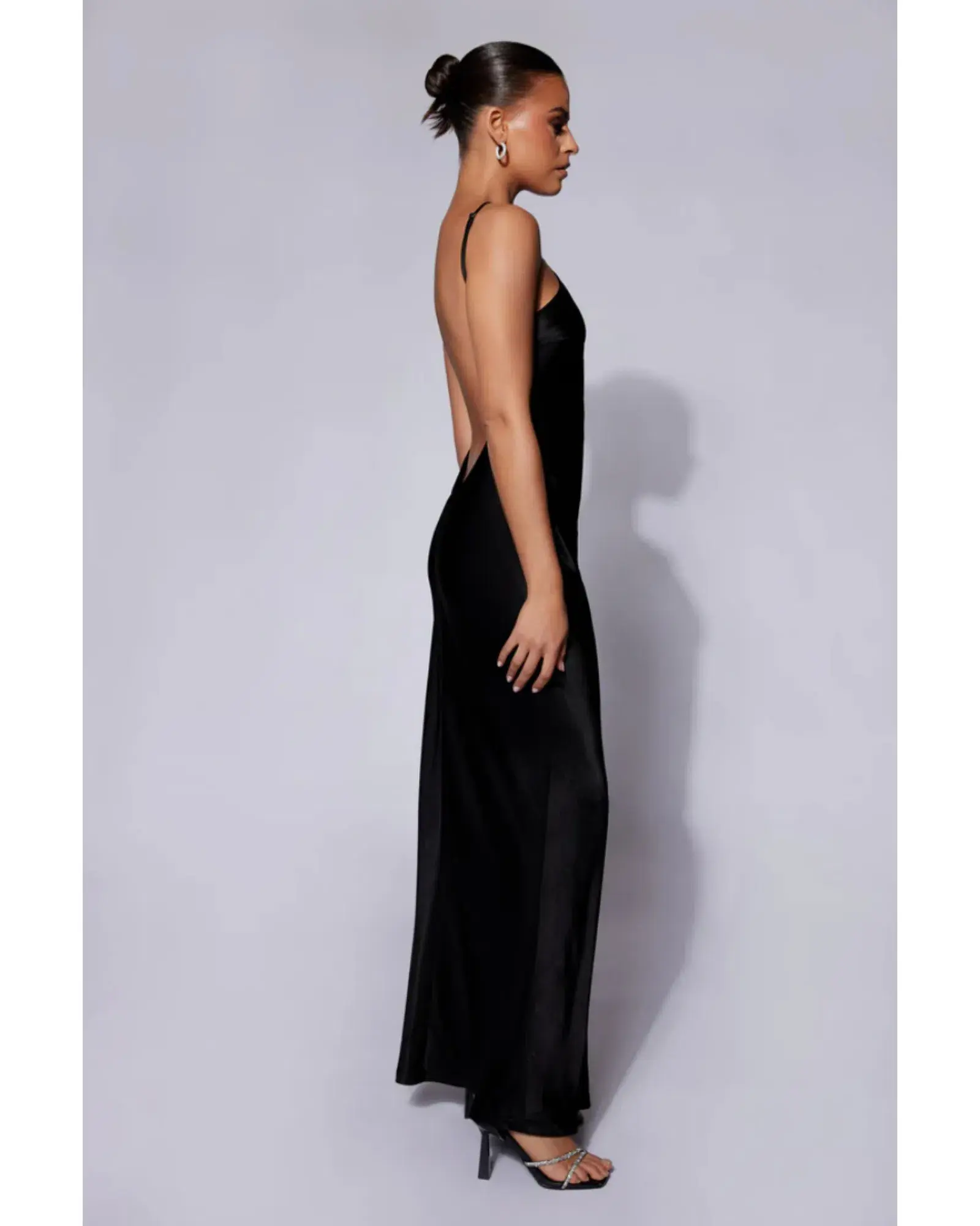 MESHKI Lucia Satin Cut Out Maxi Dress Black Size Small / AU 8 - Image 3