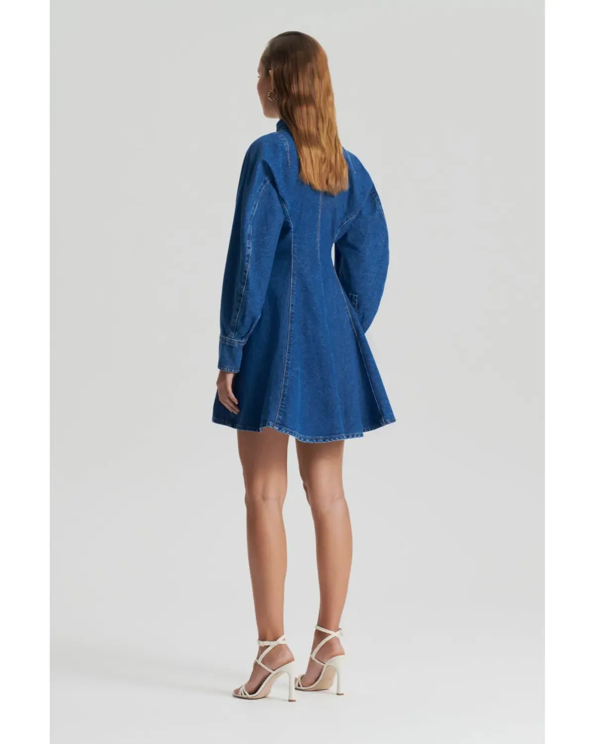 Scanlan Theodore Denim Cocoon Sleeve Mini Dress Blue Size AU 10 - Image 3