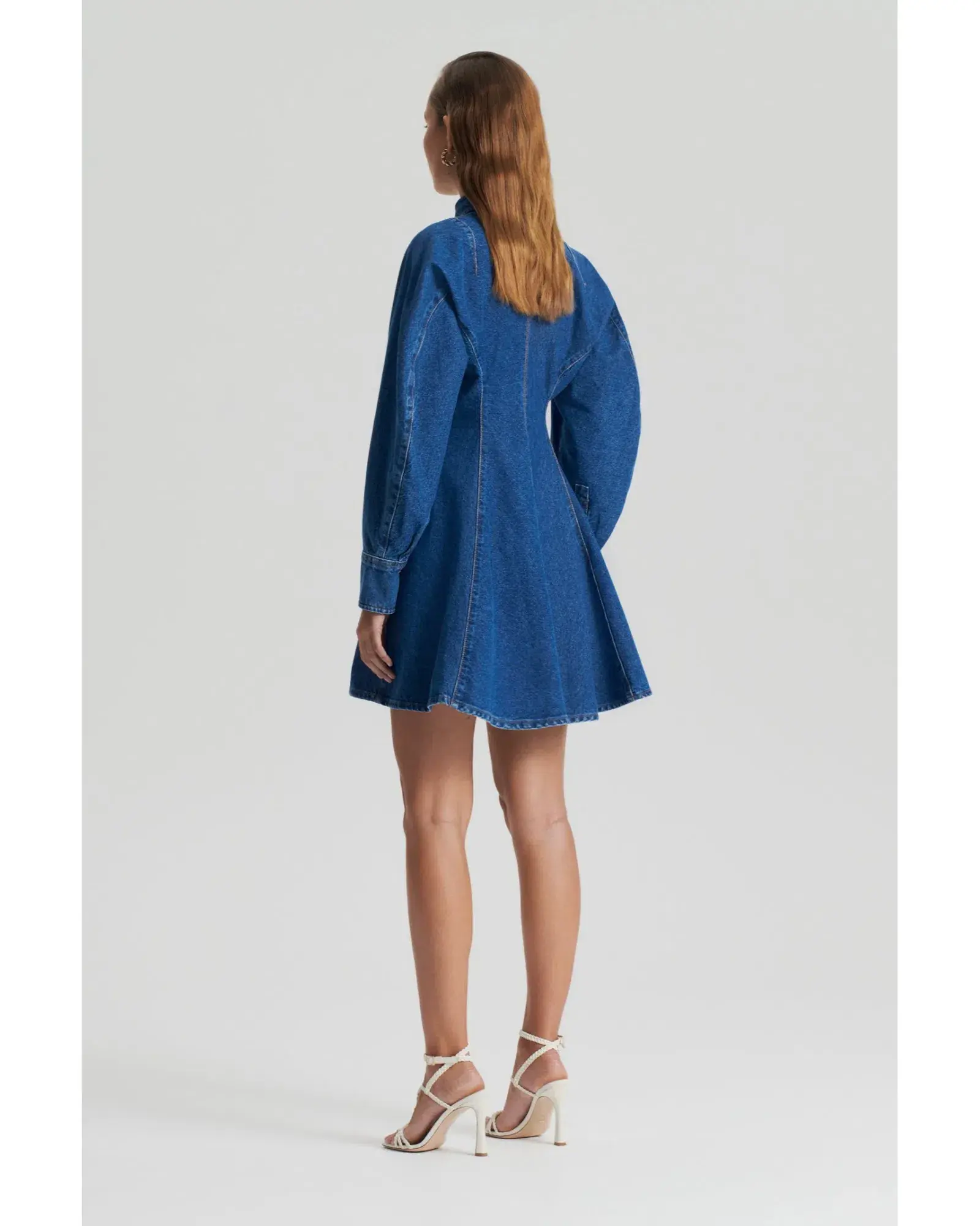 Scanlan Theodore Denim Cocoon Sleeve Mini Dress Blue Size AU 10 - Image 3