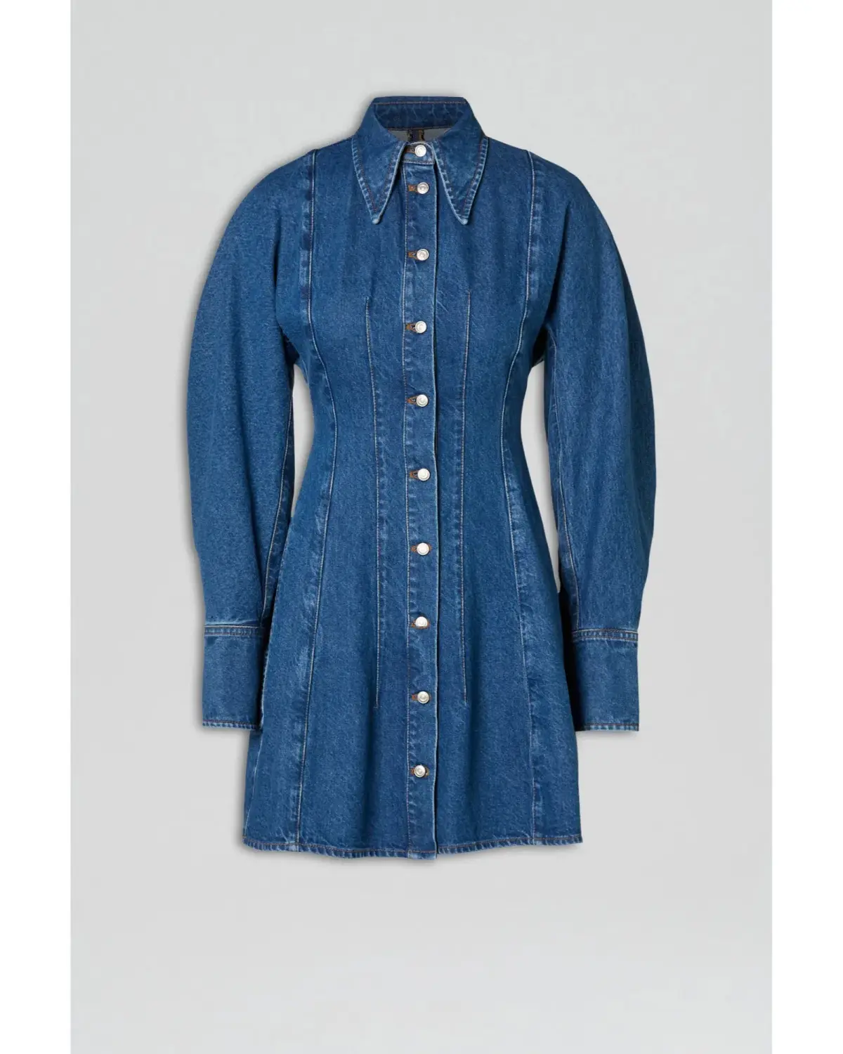 Scanlan Theodore Denim Cocoon Sleeve Mini Dress Blue Size AU 10 - Image 4