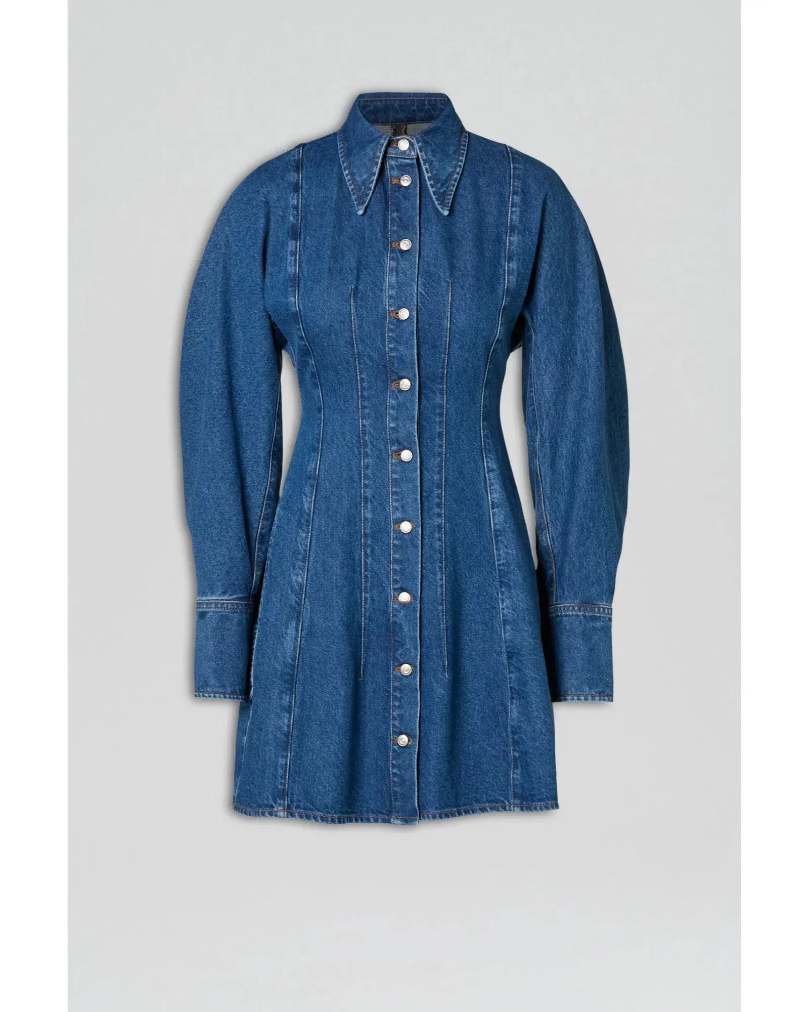 Scanlan Theodore Denim Cocoon Sleeve Mini Dress Blue Size AU 10 - Image 4