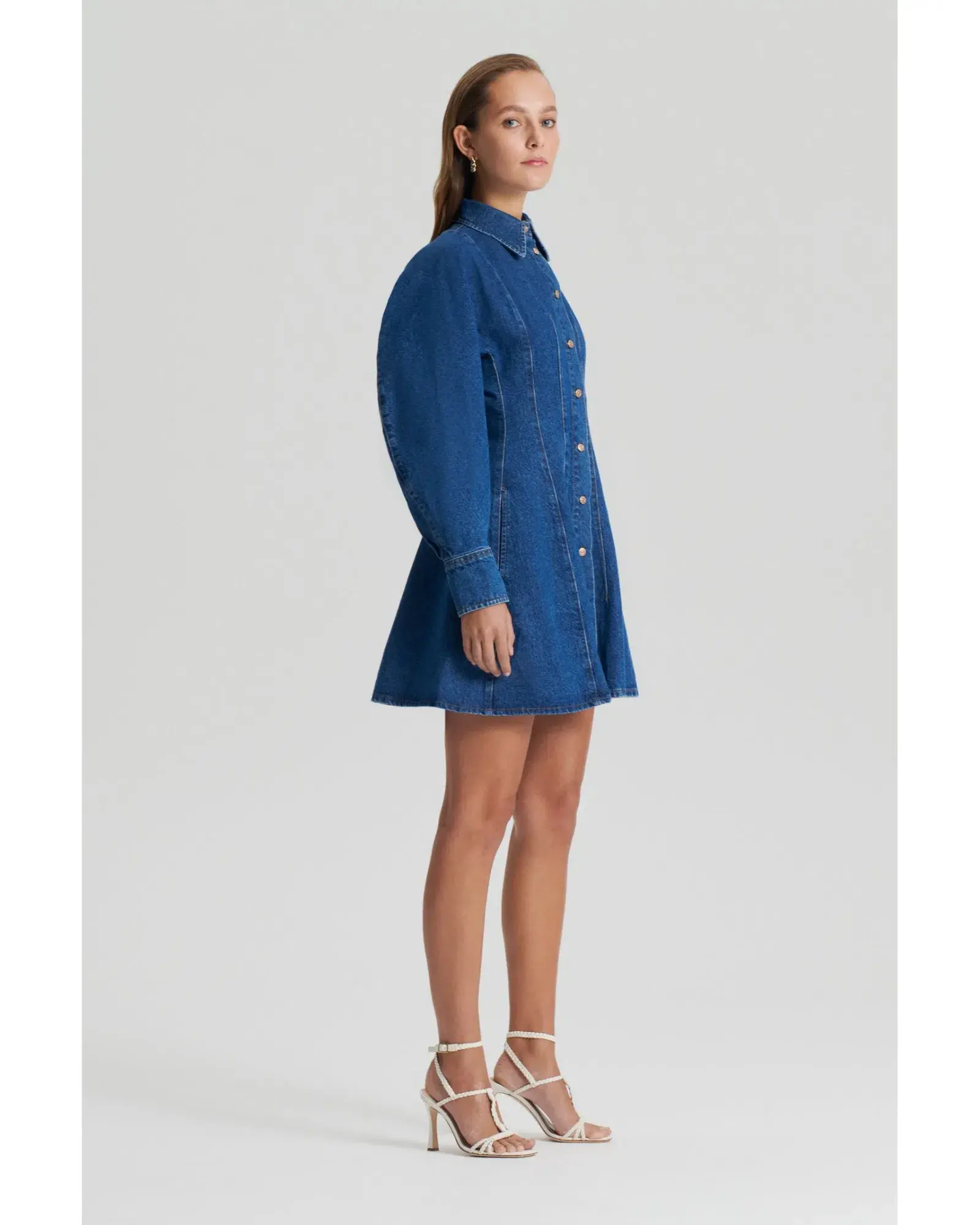 Scanlan Theodore Denim Cocoon Sleeve Mini Dress Blue Size AU 10 - Image 2