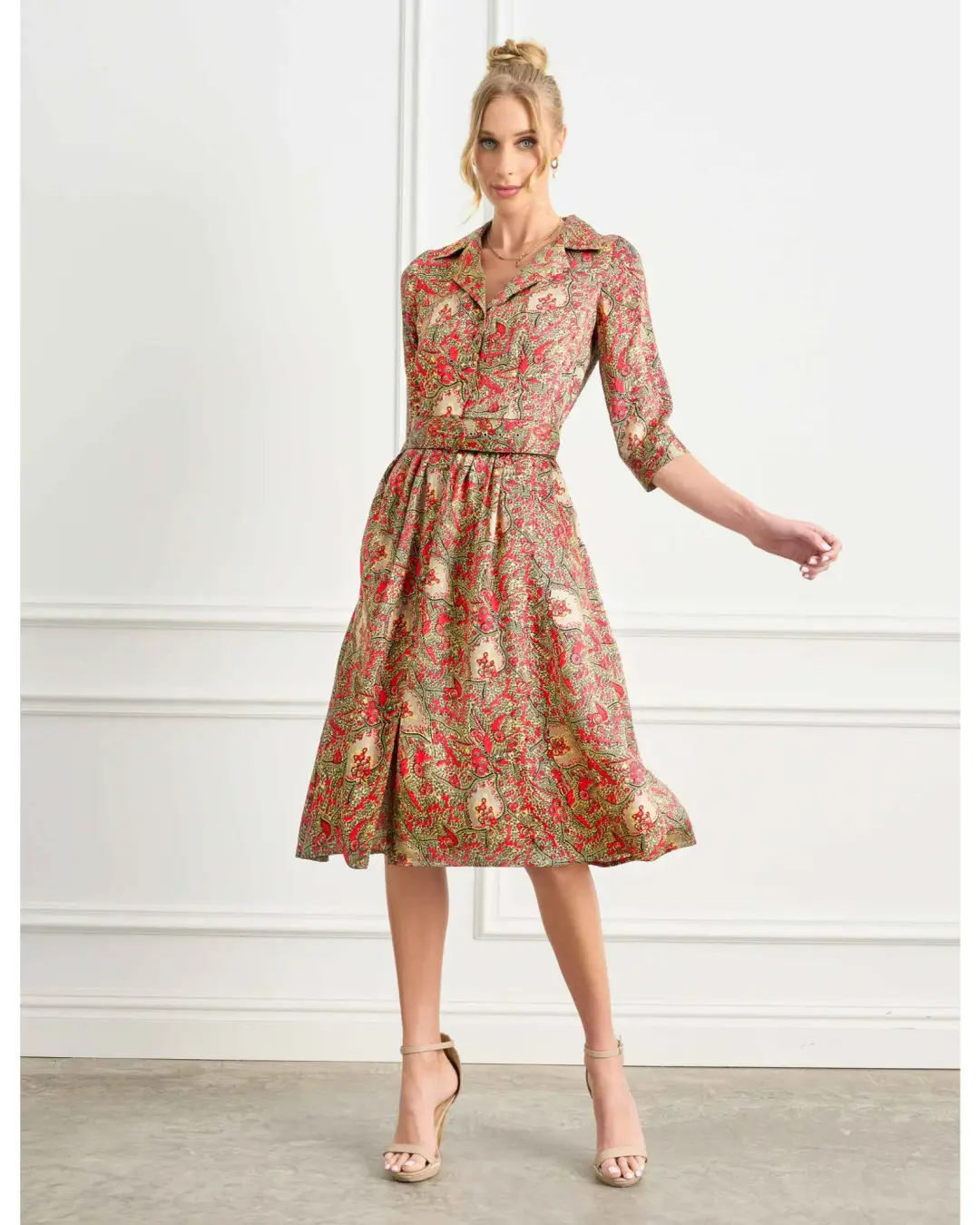 Leona Edmiston Demi 'Belle Epoch' Silk Shirtdress Multi Size 2 / AU 12 for rent on The Volte - main image