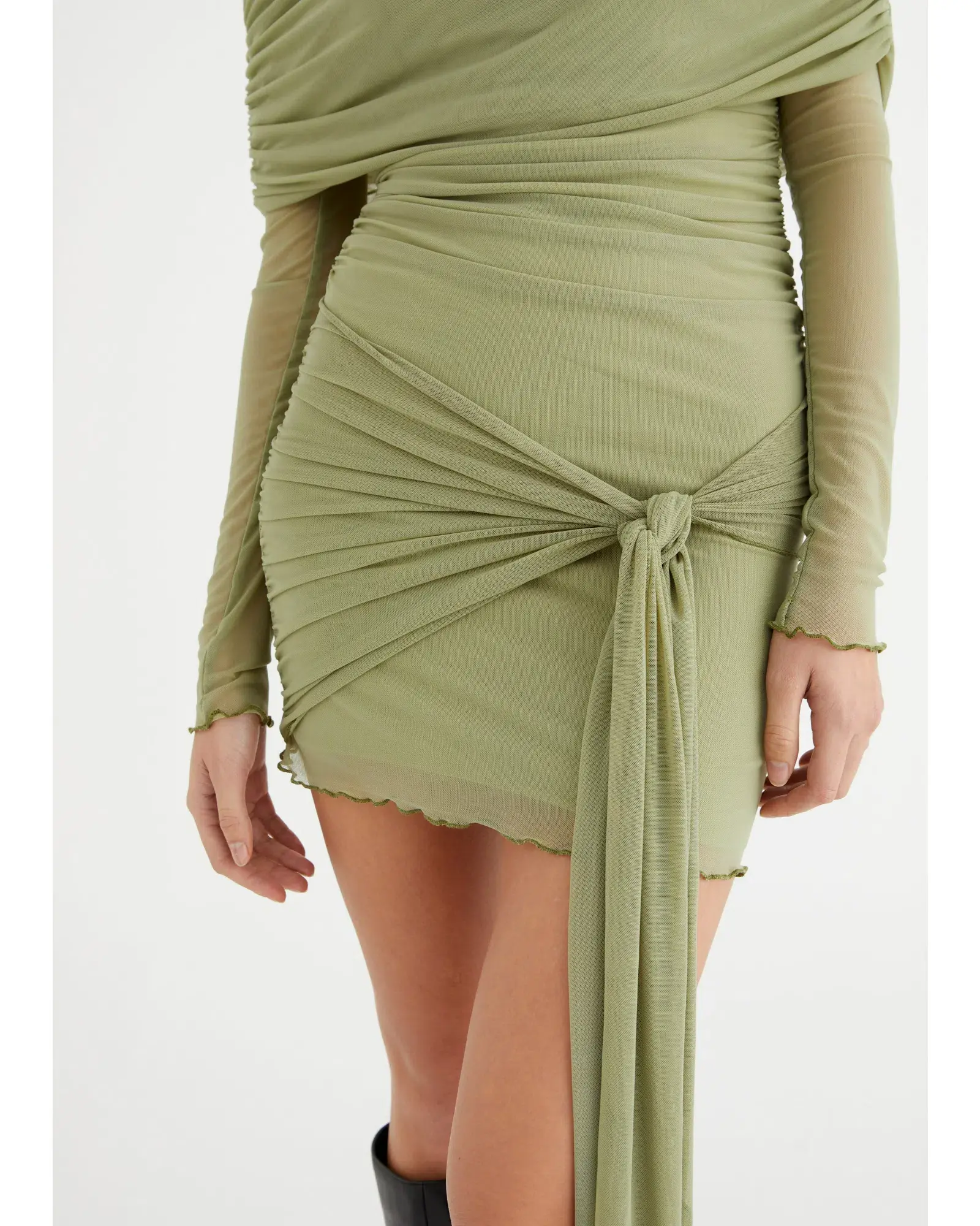 Benni Yasmin Off Shoulder Mini Dress Pistachio Size AU 8  - Image 3