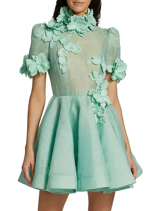Zimmermann High Tide Lift Off Flower Mini Dress Green Size 0p /4 to 6 - Image 2
