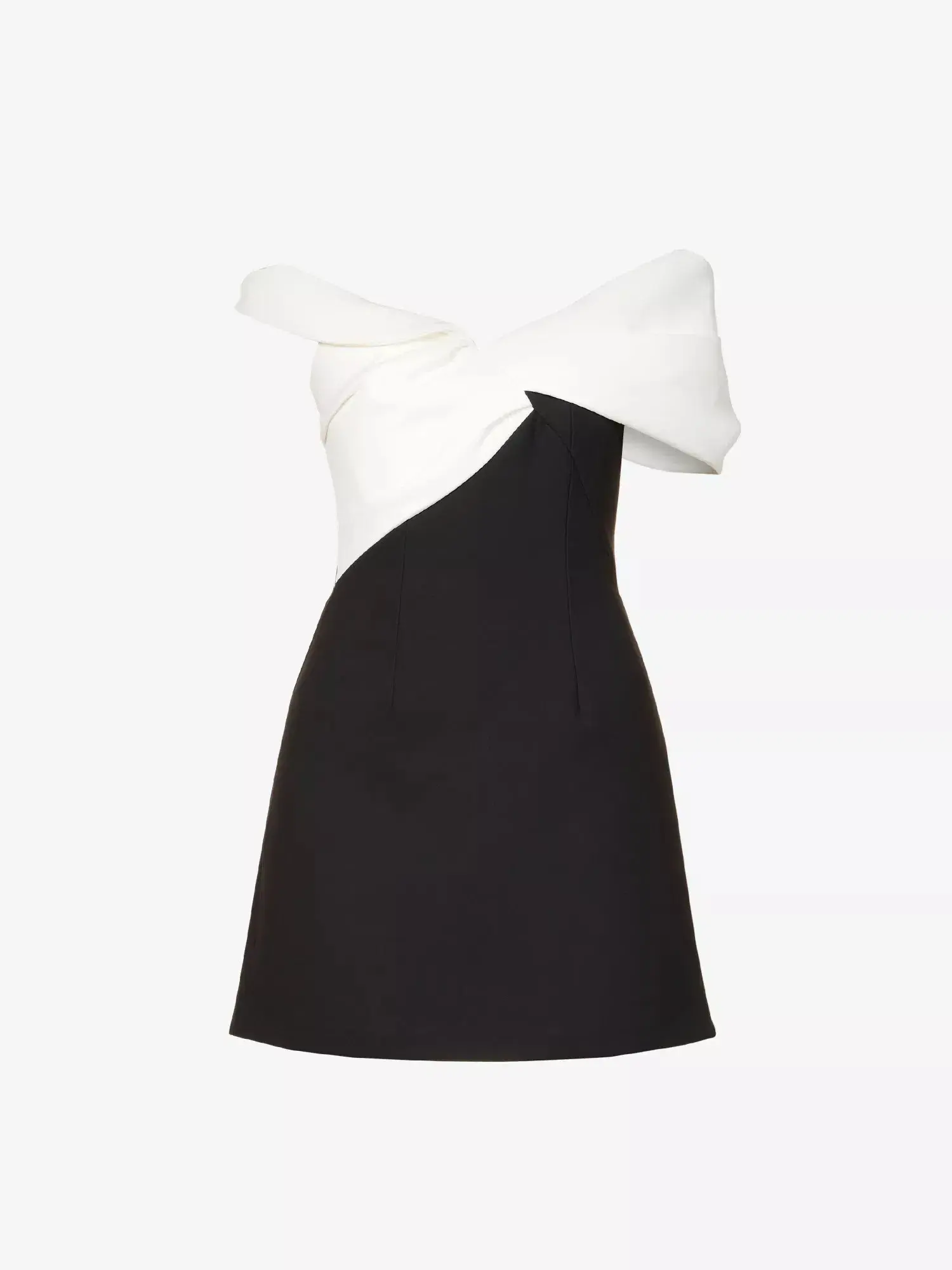Rachel Gilbert Matteo Asymmetrical Off Shoulder Mini Dress Black/White Size 1 / AU 8 - Image 6