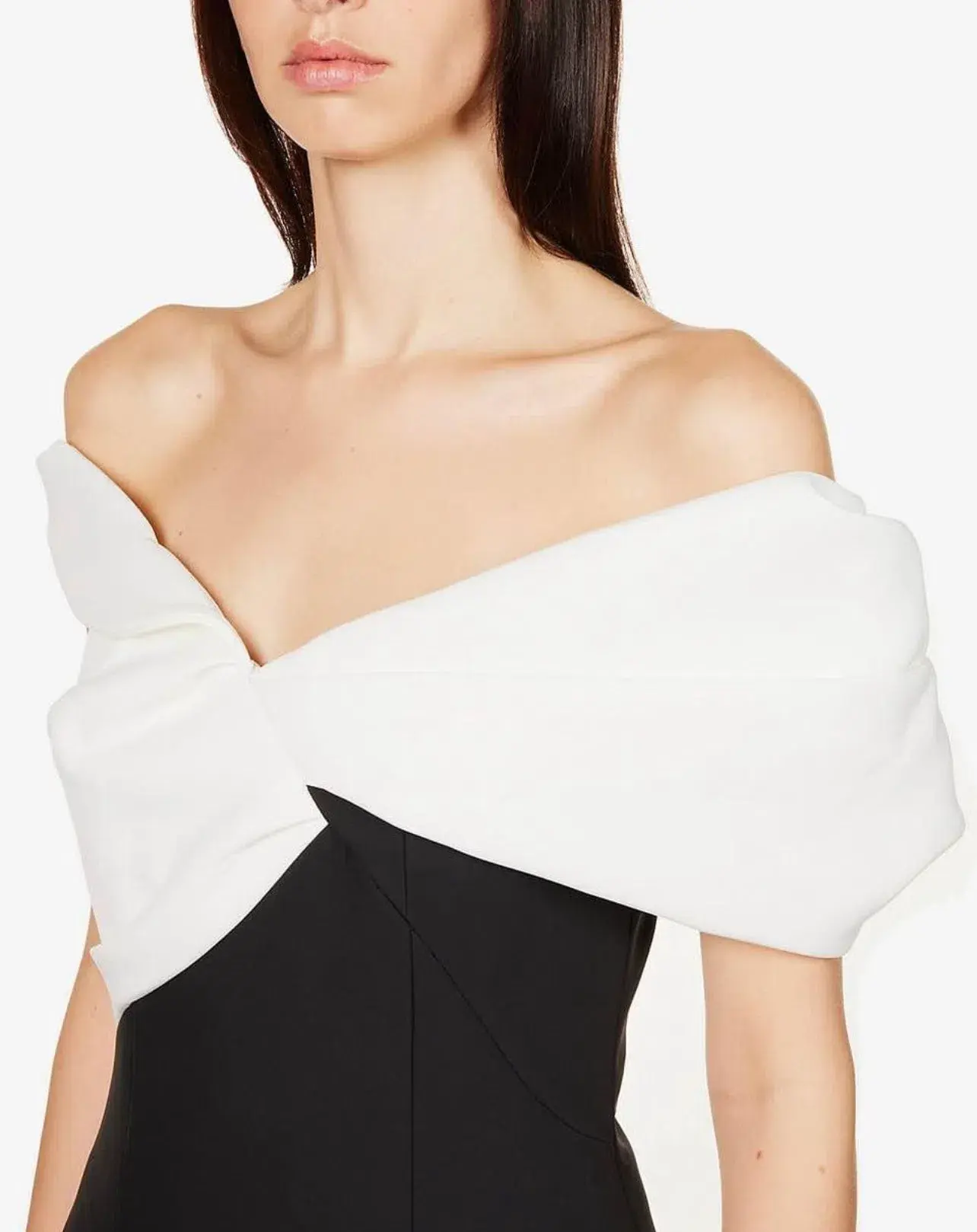 Rachel Gilbert Matteo Asymmetrical Off Shoulder Mini Dress Black/White Size 1 / AU 8 - Image 4