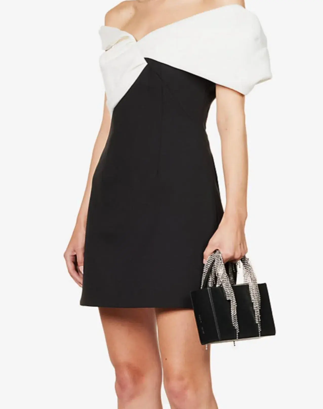 Rachel Gilbert Matteo Asymmetrical Off Shoulder Mini Dress Black/White Size 1 / AU 8 - Image 2