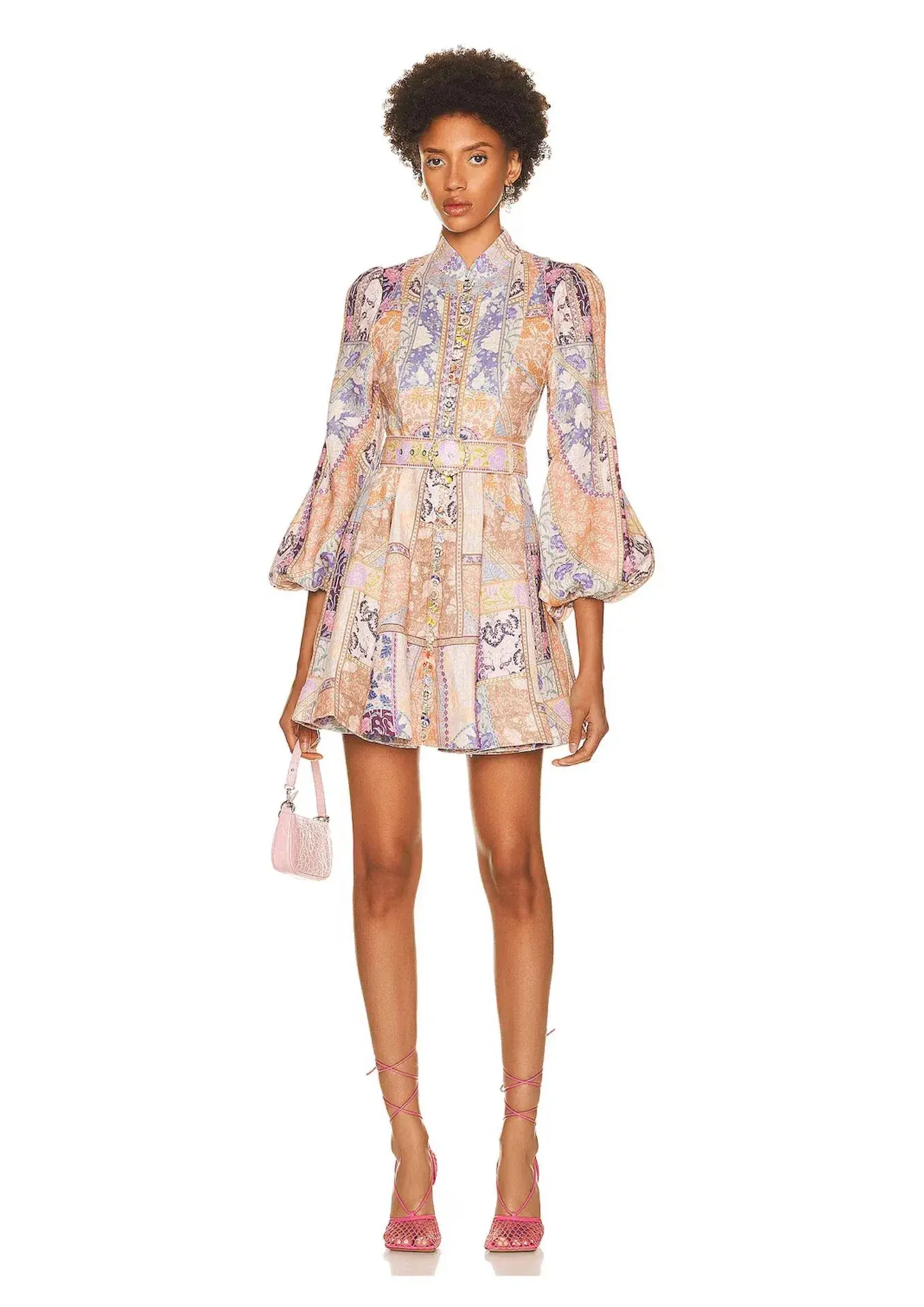 Zimmermann Kaleidoscope Buttoned Mini Dress Multi Swirl Floral Size 0 / AU 6 - Image 1