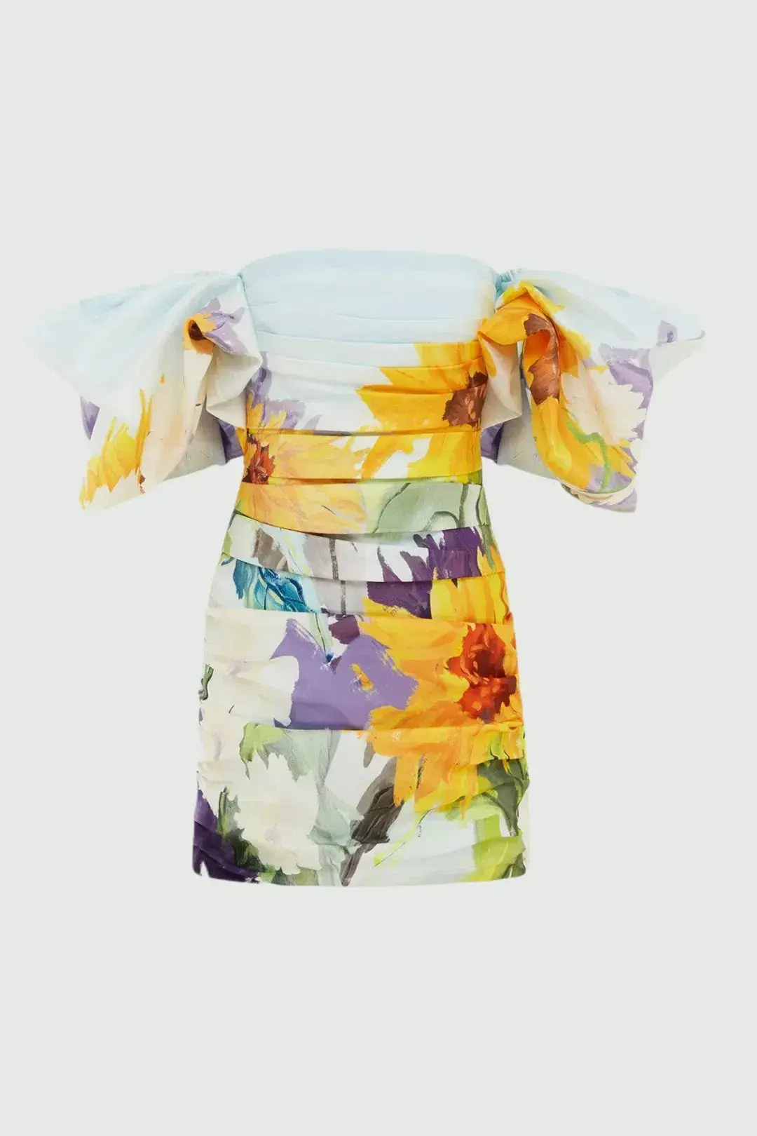 Leo Lin Brenda Sunflower Puffy Sleeve Mini Dress Sunflower Print in Landscape Size 6 - Image 4
