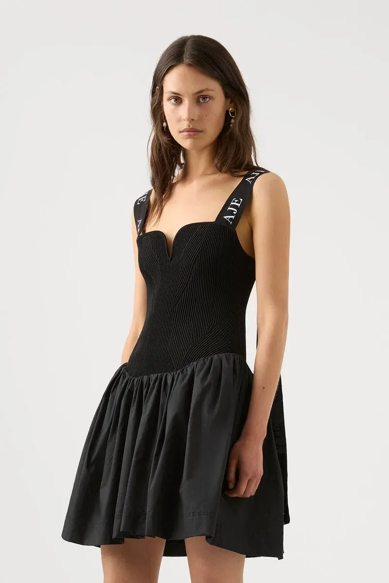 Aje Mira Logo Strap Tulip Mini Dress Black Size 8 - Image 2