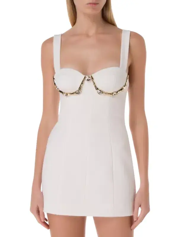 Area Crystal Claw Mini Dress Ivory White Size AU 8  - Image 4