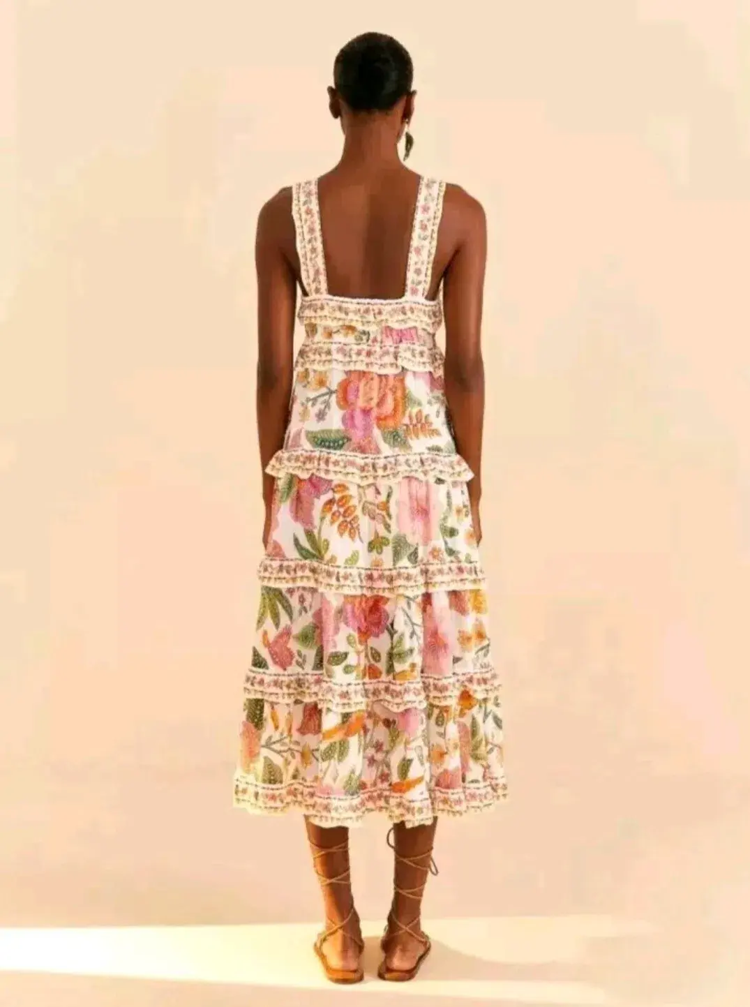 Farm Rio Macaw Bloom Ruffle Tropical Tiered Sundress Floral Size S / AU 8 - Image 5