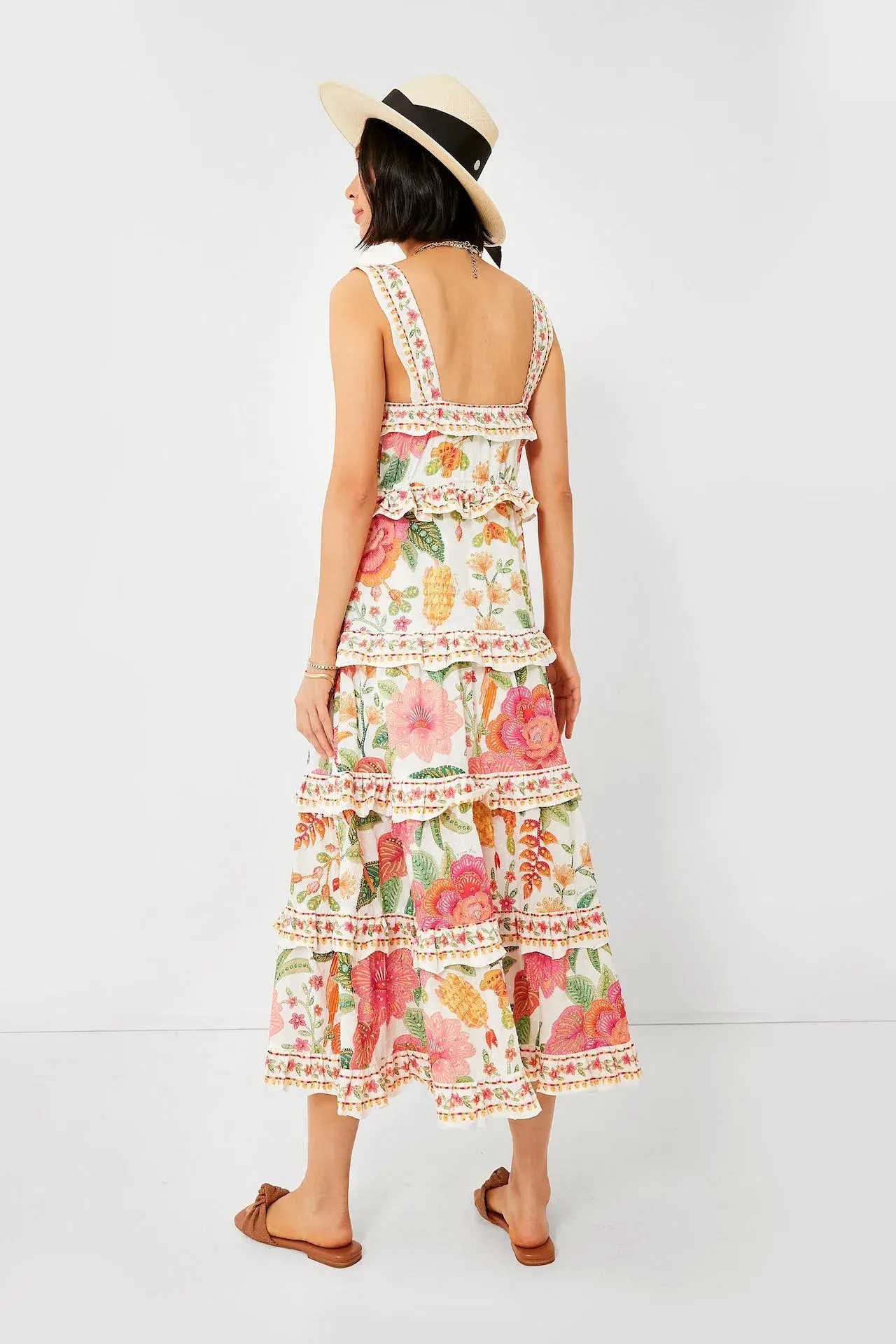 Farm Rio Macaw Bloom Ruffle Tropical Tiered Sundress Floral Size S / AU 8 - Image 2