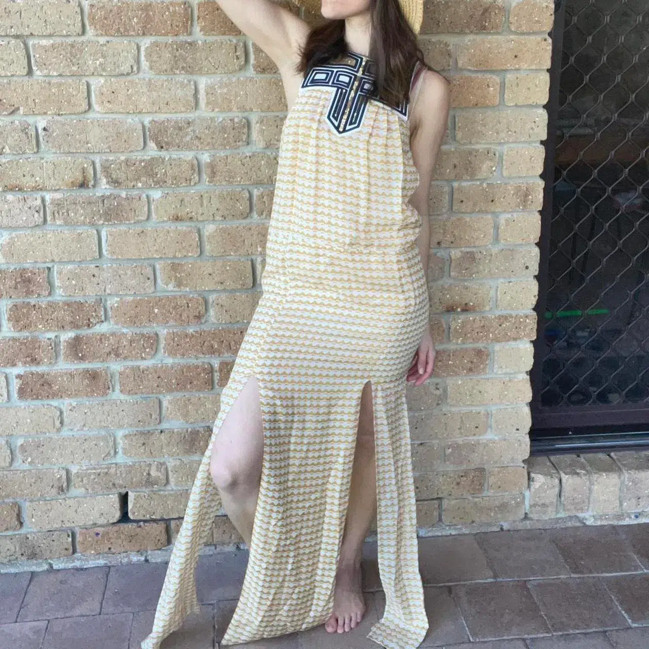 Sass & Bide Think Twice / The Element Embellished Silk Maxi Dress Yellow Size 6 - Image 3