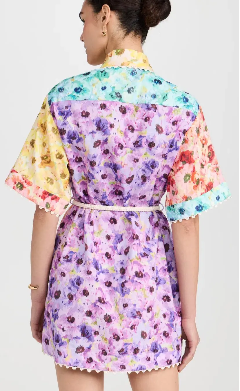 Zimmermann Lightburst Trimmed Shirt Mini Dress Spliced Size 0 / AU 8  - Image 3