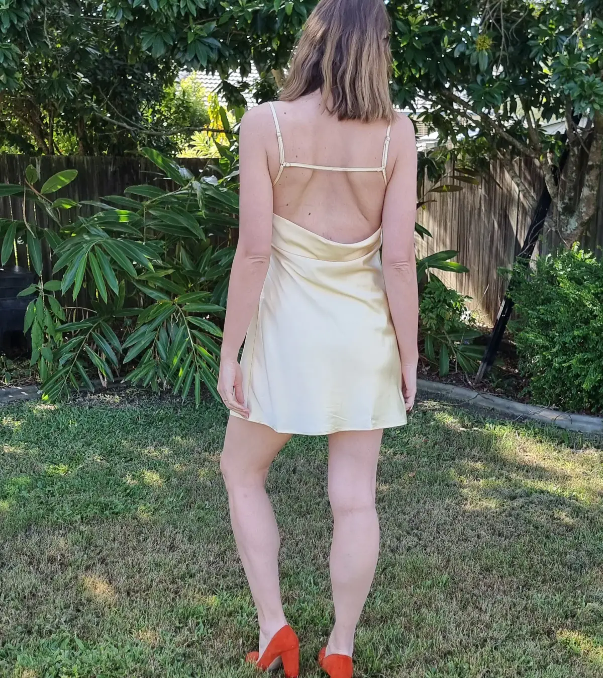 Dissh Greta Satin Mini Dress in Soft Yellow Size 14 - Image 3