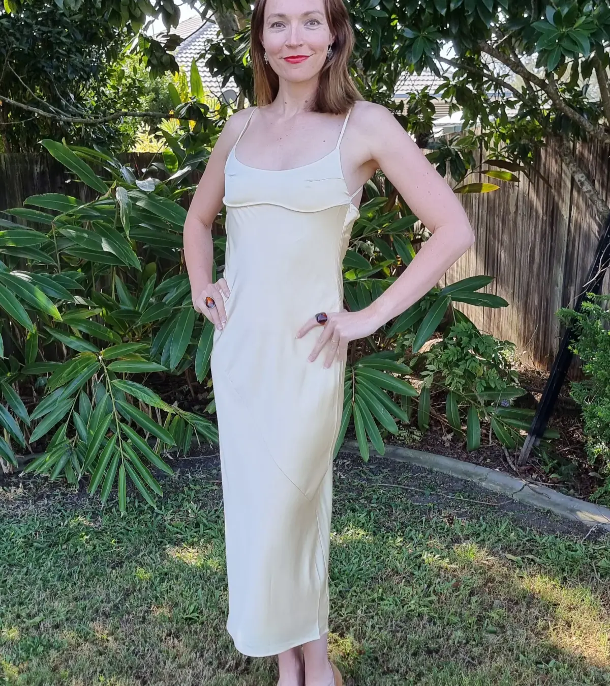 Dissh Greta Satin Midi Dress in Soft Yellow Size 10 - Image 4