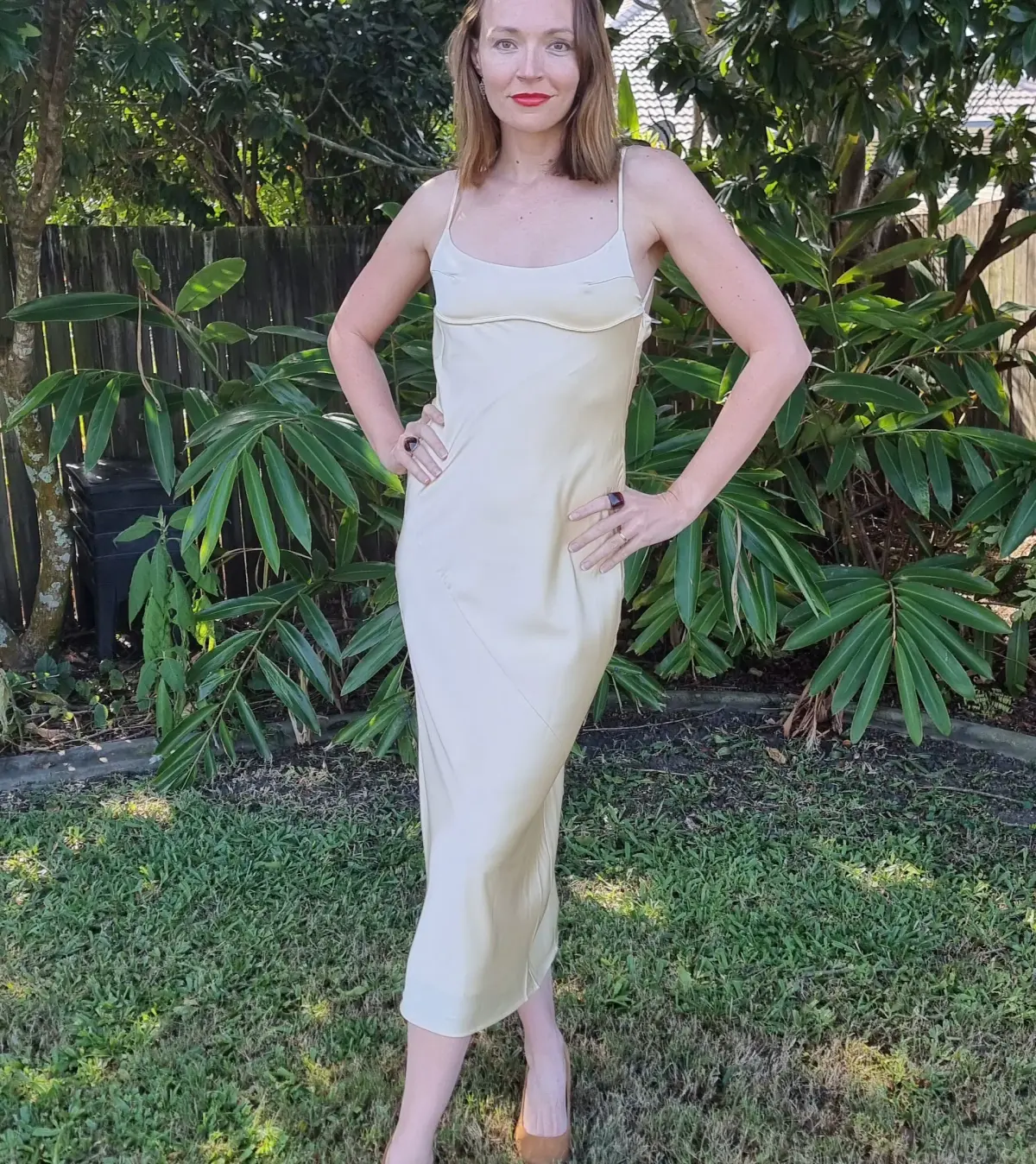 Dissh Greta Satin Midi Dress in Soft Yellow Size 10 - Image 1
