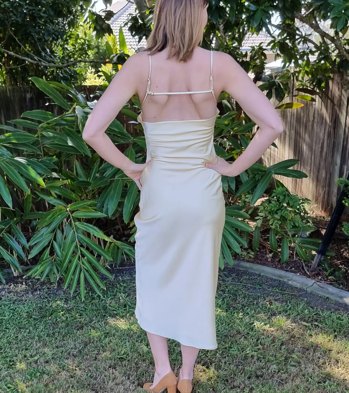 Dissh Greta Satin Midi Dress in Soft Yellow Size 10 - Image 3