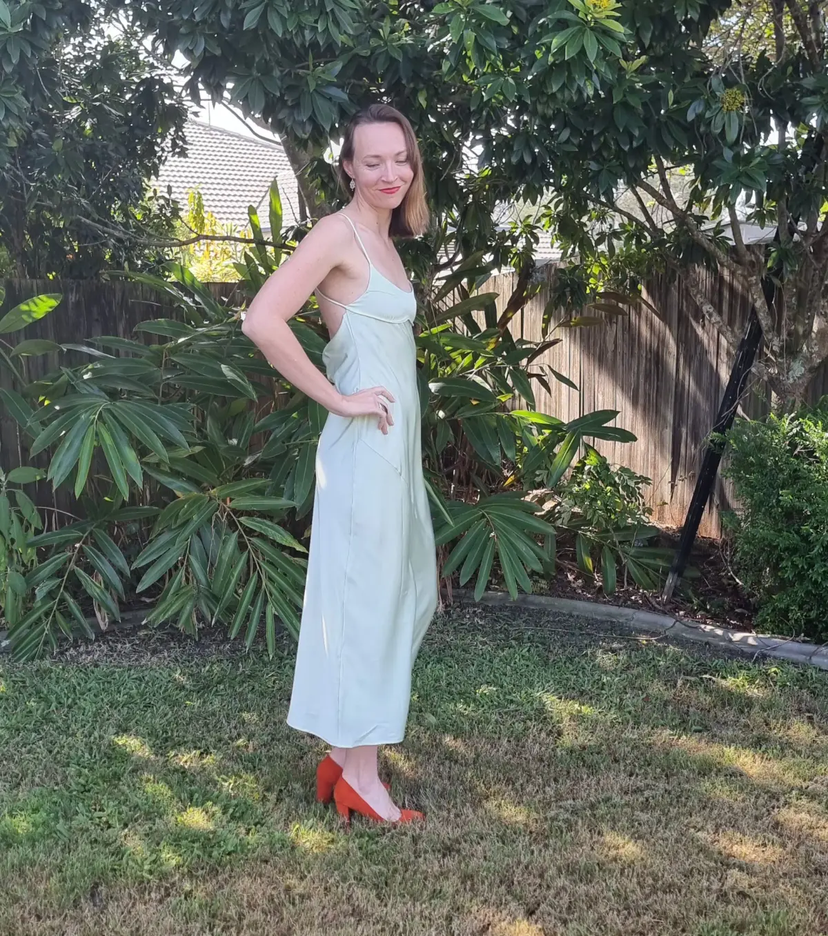 Dissh Greta Satin Midi Dress in Soft Green Size 12 - Image 2