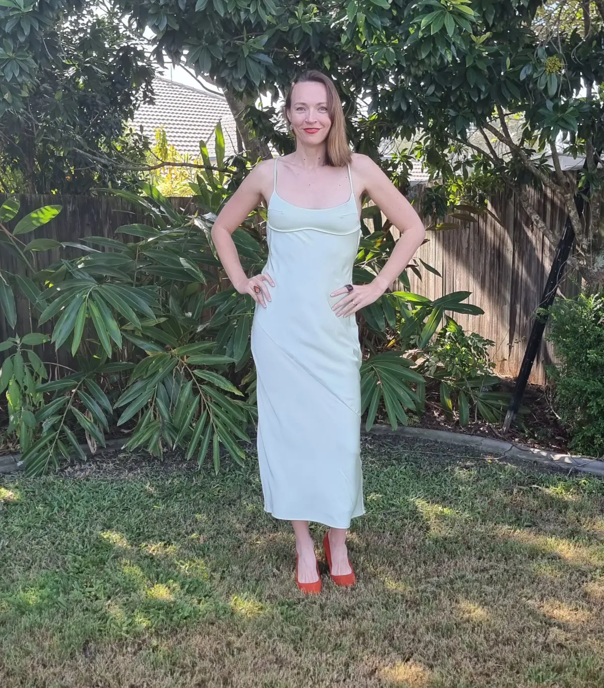 Dissh Greta Satin Midi Dress in Soft Green Size 12 - Image 1