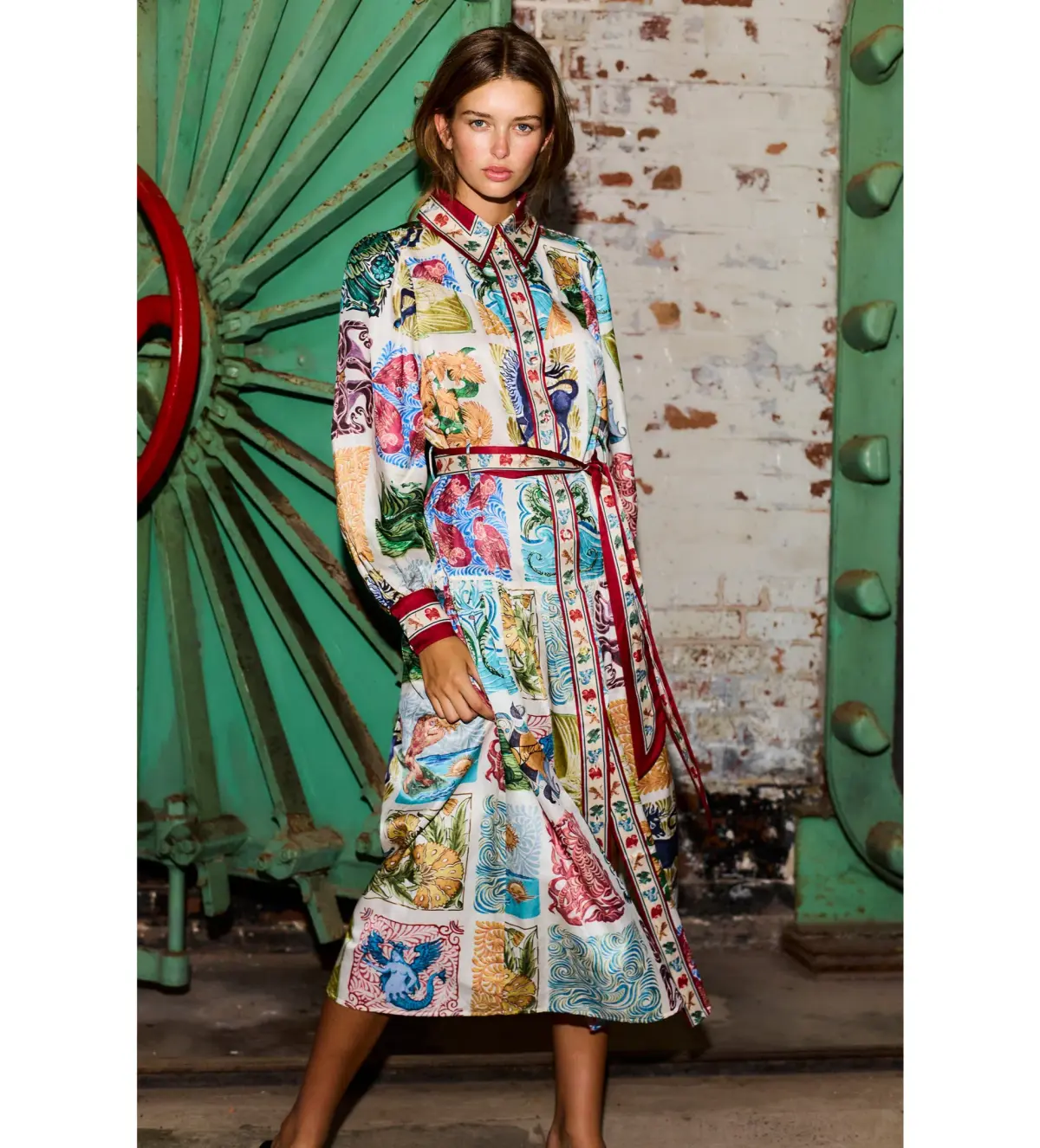 Antipodean Label Wond-a-land Midi Shirt Dress Multi Size 10 - Image 1