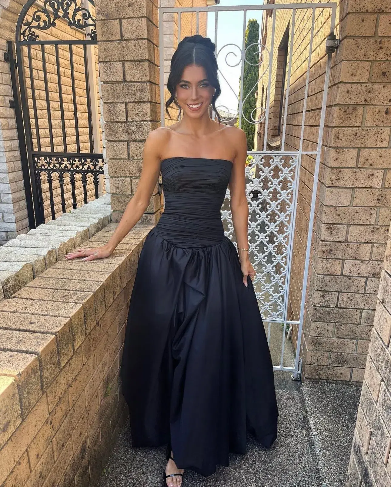 Aje Violette Bubble Hem Maxi Dress Black Size AU 8 - Image 1