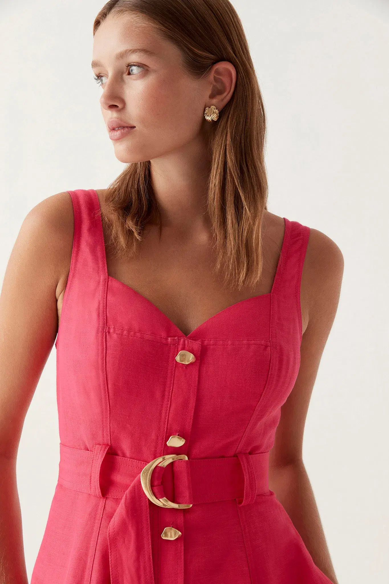 Aje Clay Belted Midi Dress Bougainvillea Red Size 8  - Image 2