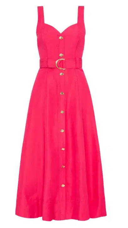 Aje Clay Belted Midi Dress Bougainvillea Red Size 8  - Image 3