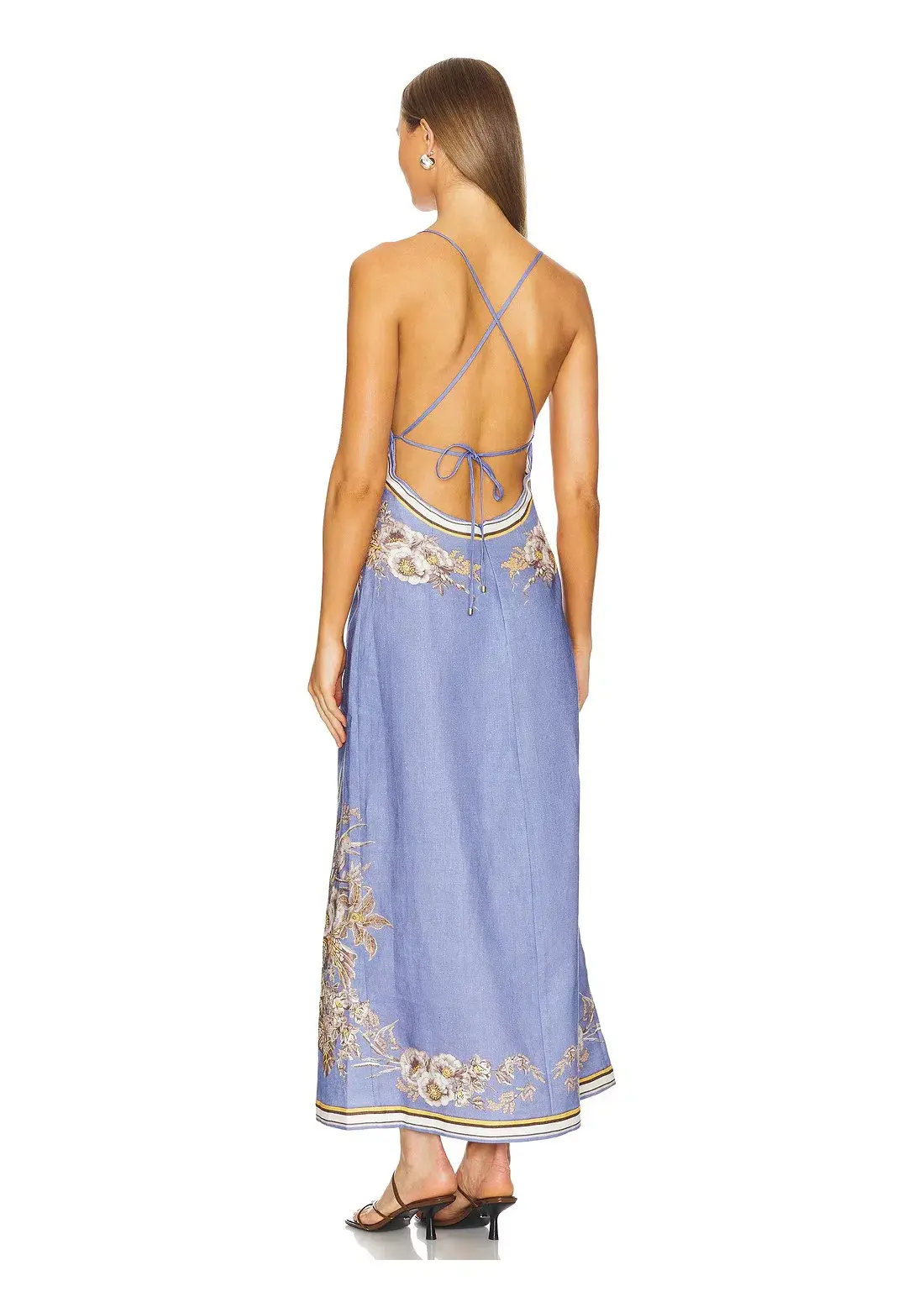 Zimmermann Ottie Slip Dress in Blue Floral Size 0 / Au 8 - Image 3