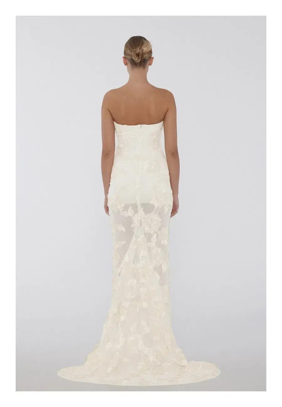 Rotate by Birger Christensen 3D Mesh Maxi Tube Dress Egret Cream Size 8 - Image 2