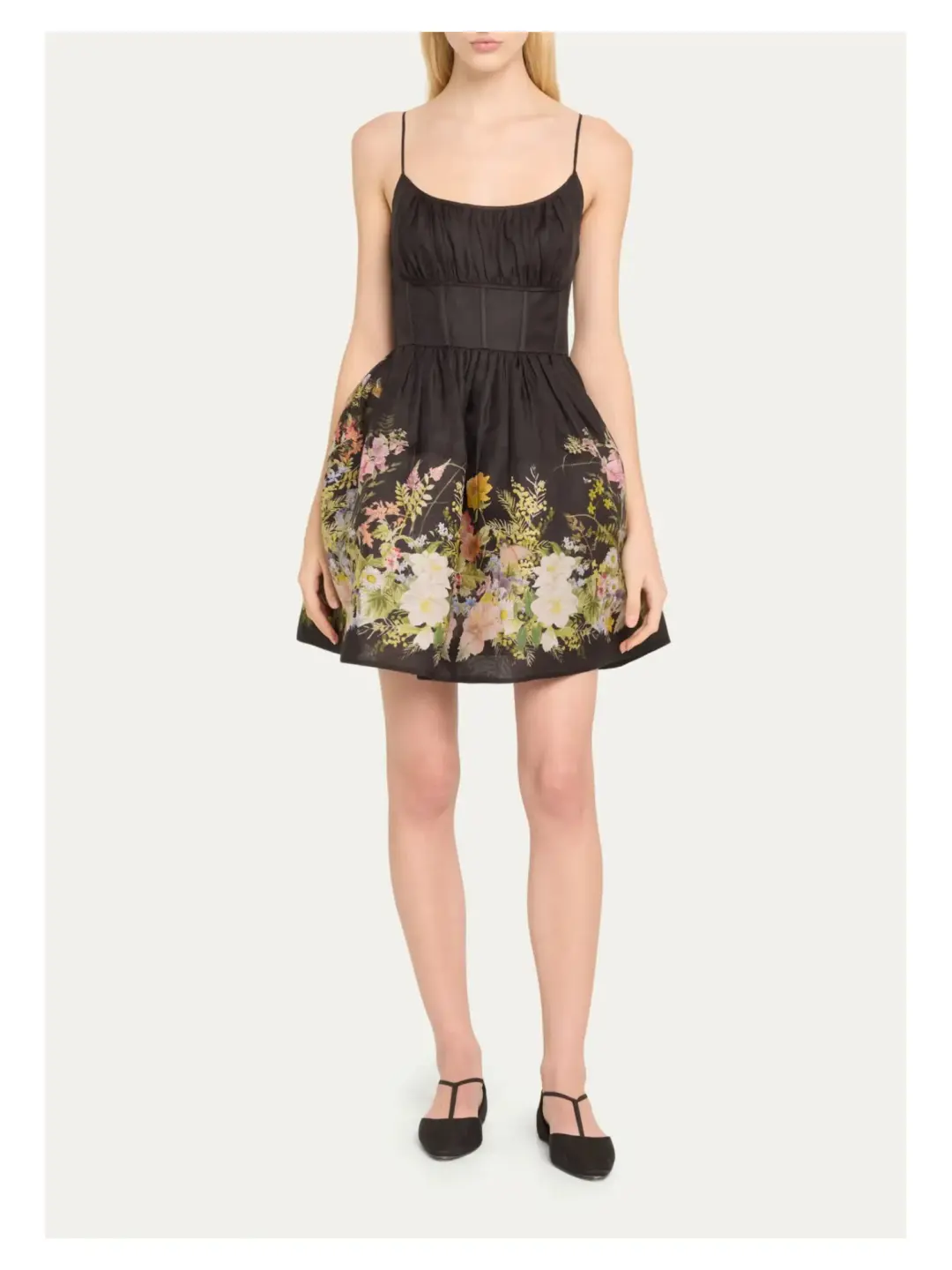 Zimmermann Natura Ruched Mini Dress Black Size 1/ Au 10 for rent on The Volte - main image