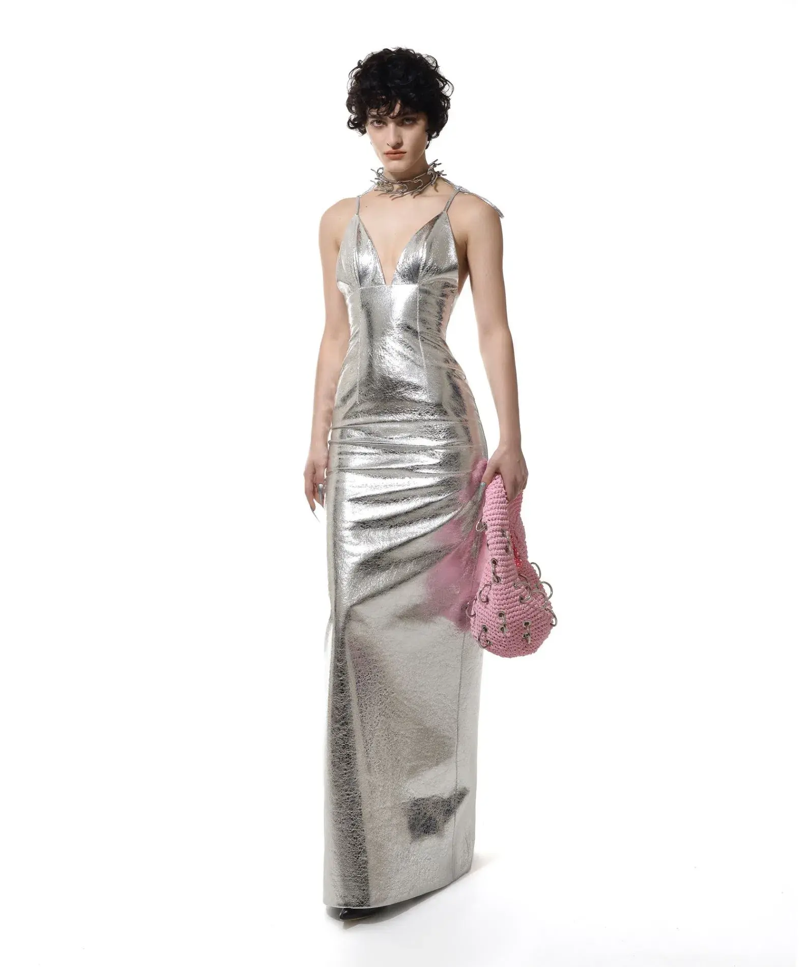 Lado Bokuchava Tower Dress Silver Size 10 - Image 1