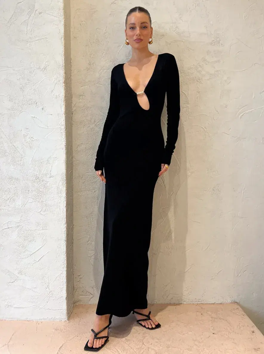 Sir the Label Kinetic Beaded Maxi Dress Black Size 2/AU 10 - Image 2