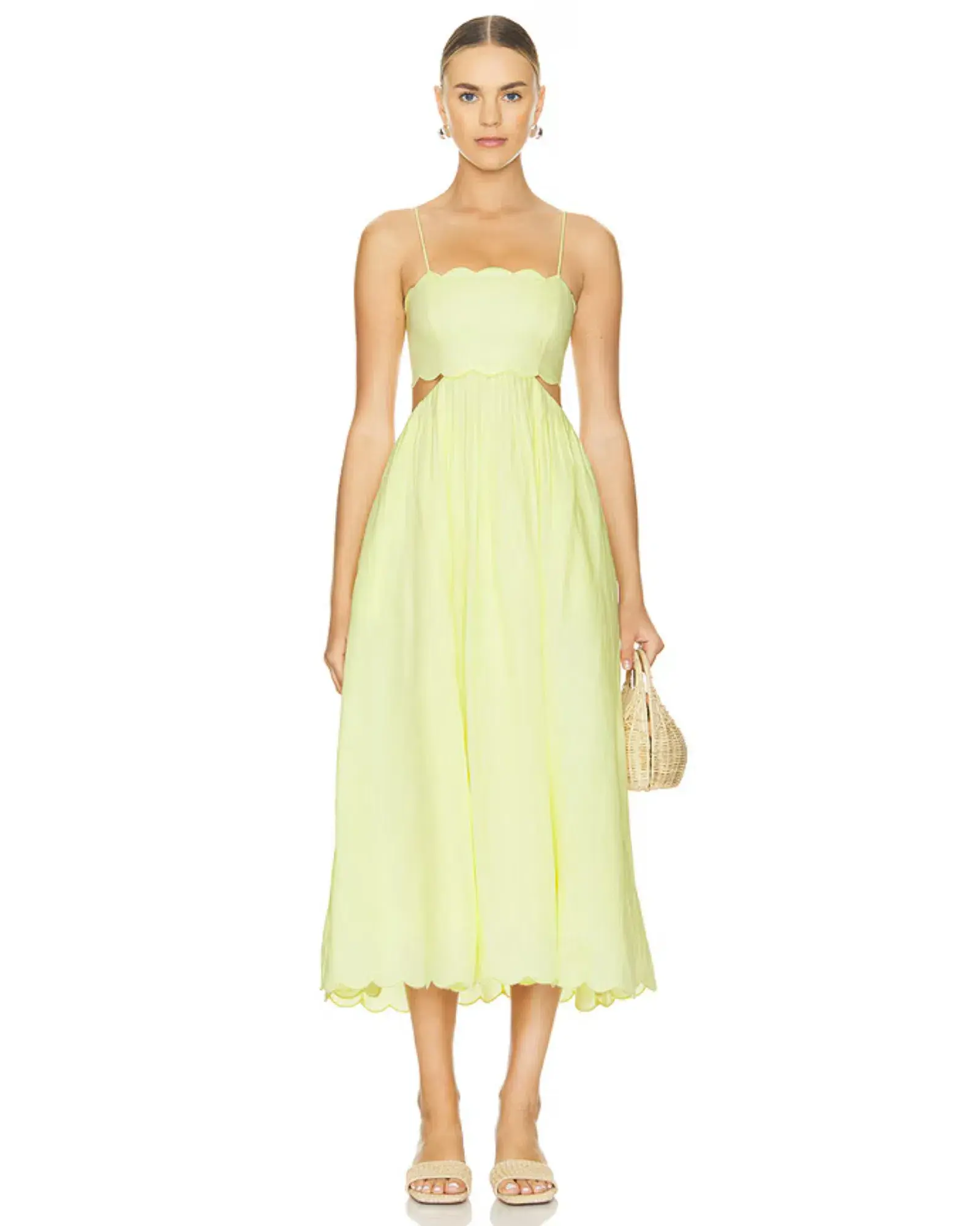 Zimmermann Halliday Scallop Midi Dress Yellow Size 1 / AU 10 - Image 1