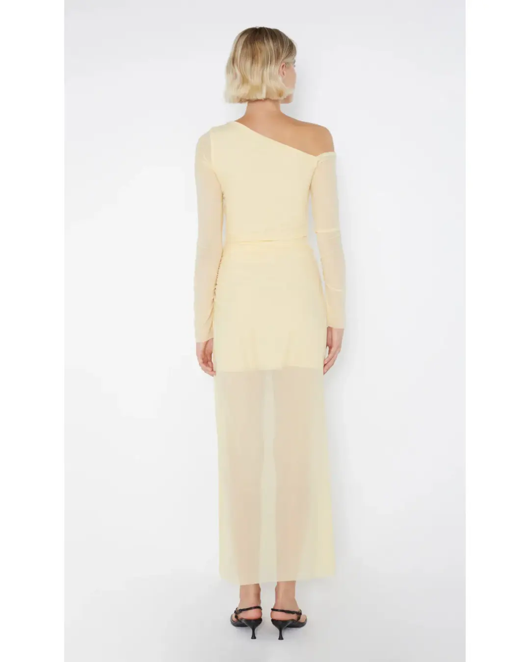 Bec & Bridge Fae Asym Long Sleeve Dress in Butter Yellow Size AU 10 for rent on The Volte - main image