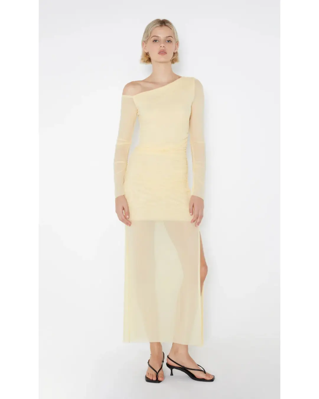 Bec & Bridge Fae Asym Long Sleeve Dress in Butter Yellow Size AU 10 for rent on The Volte - main image