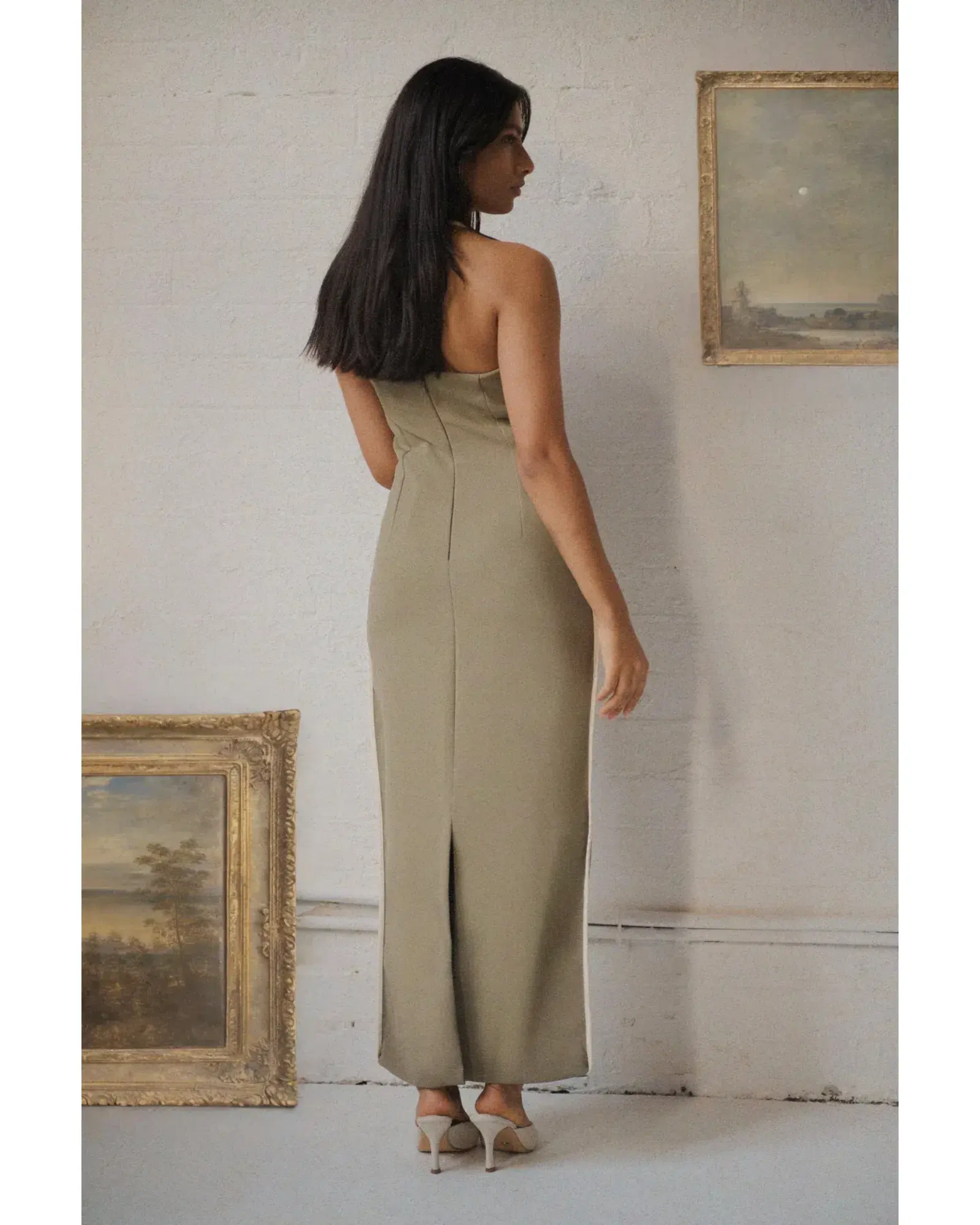Paris Georgia Nassia Dress Khaki Size AU 6 - Image 4