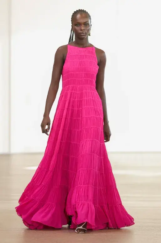 Aje Rosewood Ruched Maxi Dress Magenta Size AU 14 - Image 5