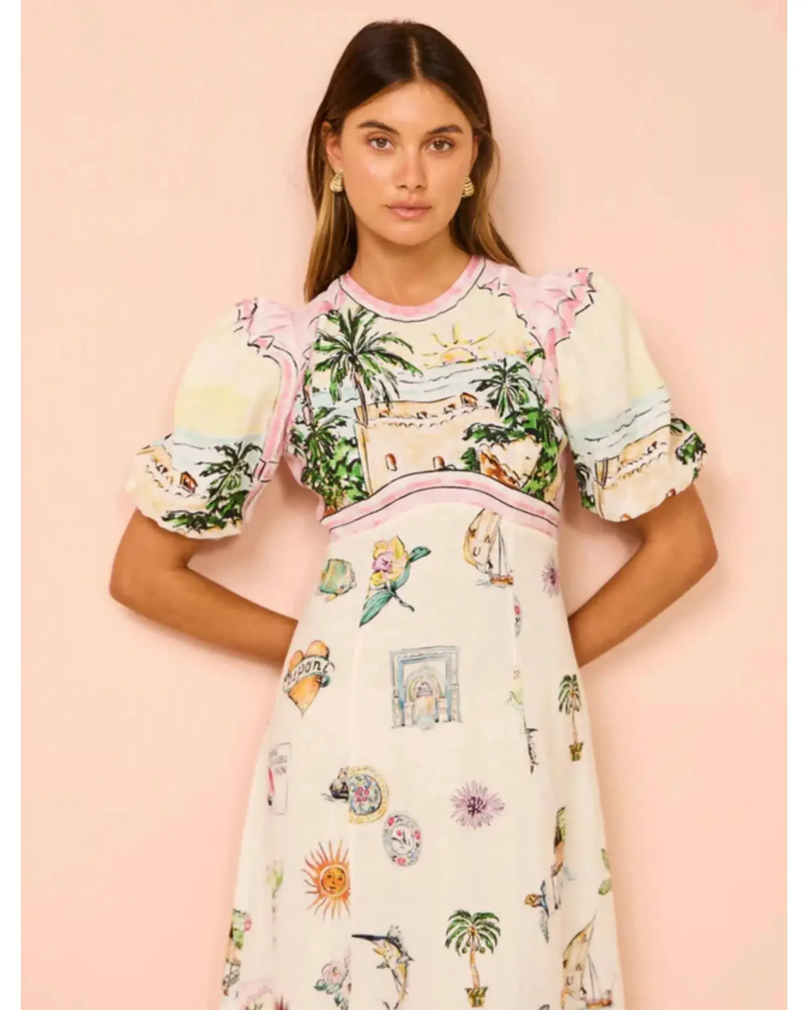Alemais Sunset Midi Dress Multi Size AU 14 - Image 2