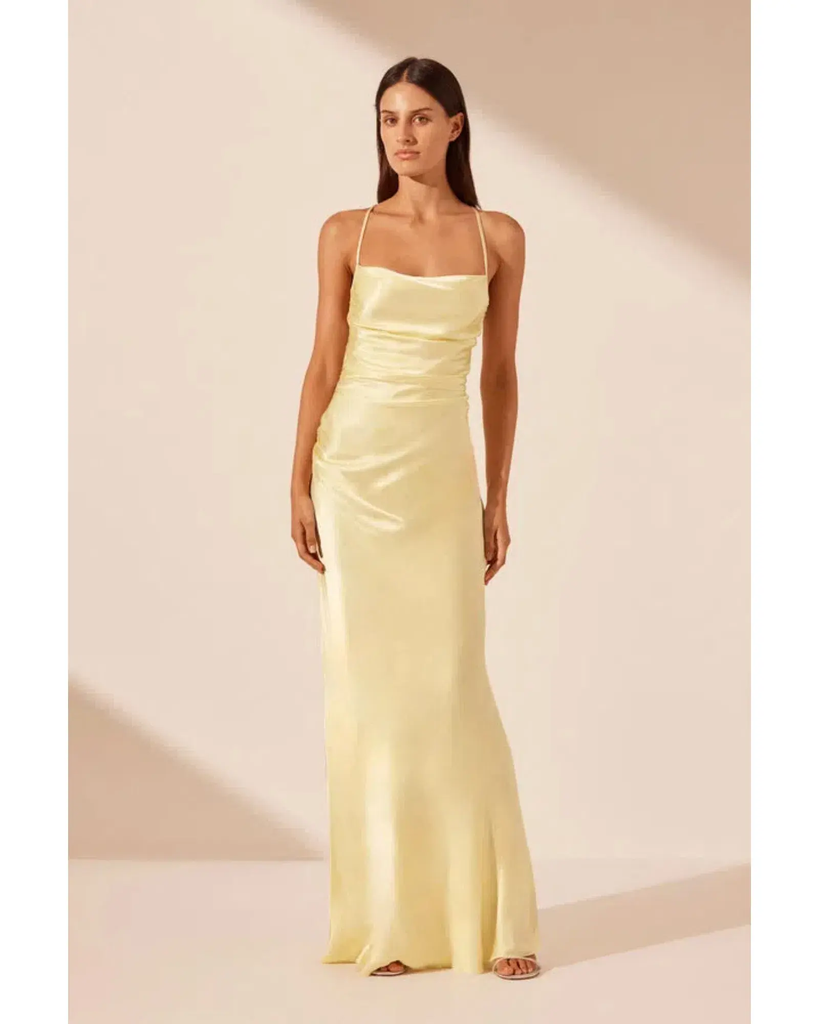 Shona Joy La Lune Lace Back Maxi Dress Yellow Size XXS / AU 4 - Image 1