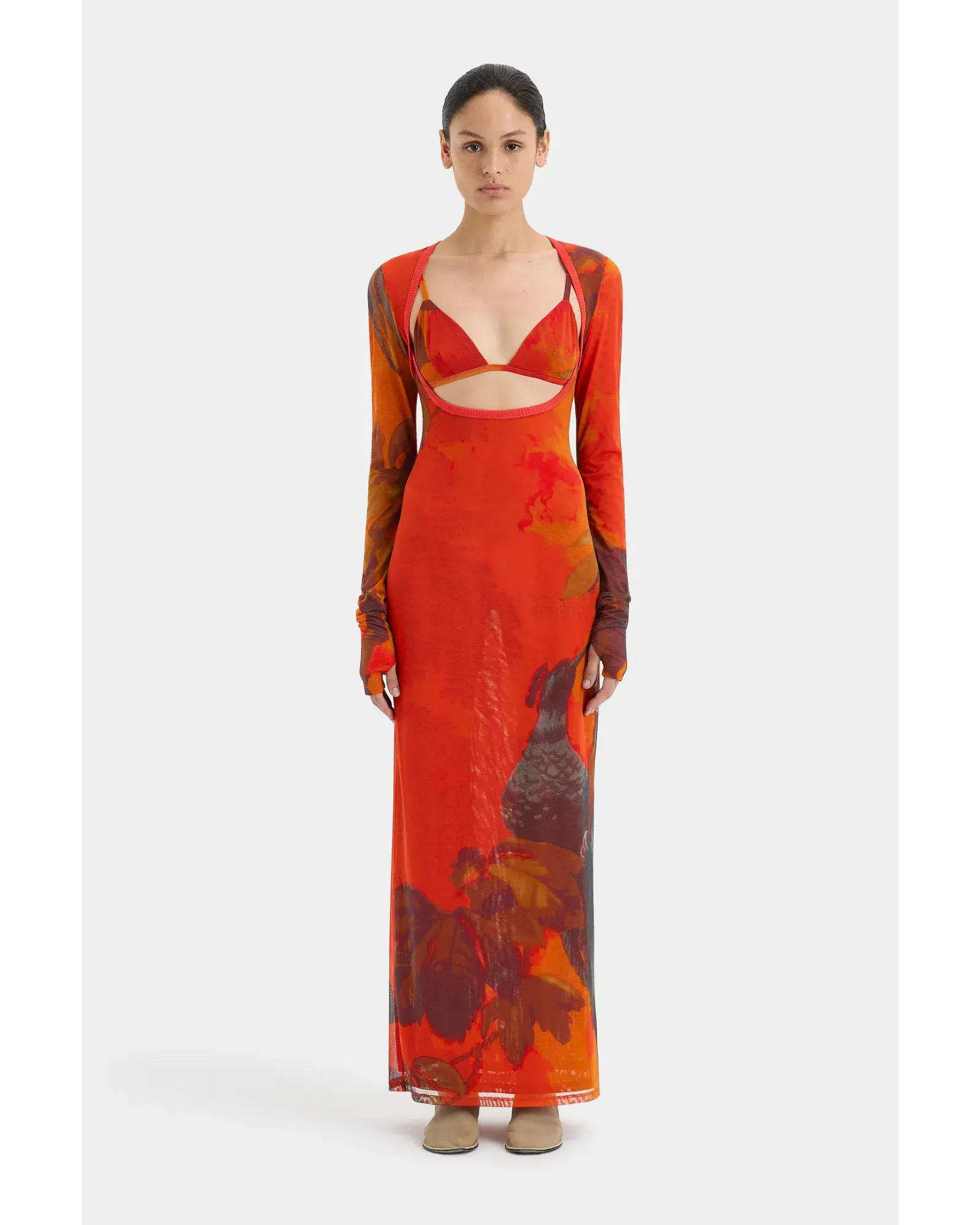 Sir The Label Libertine Cut Out Midi Dress Wren Print Size 1 / AU 8 - Image 1