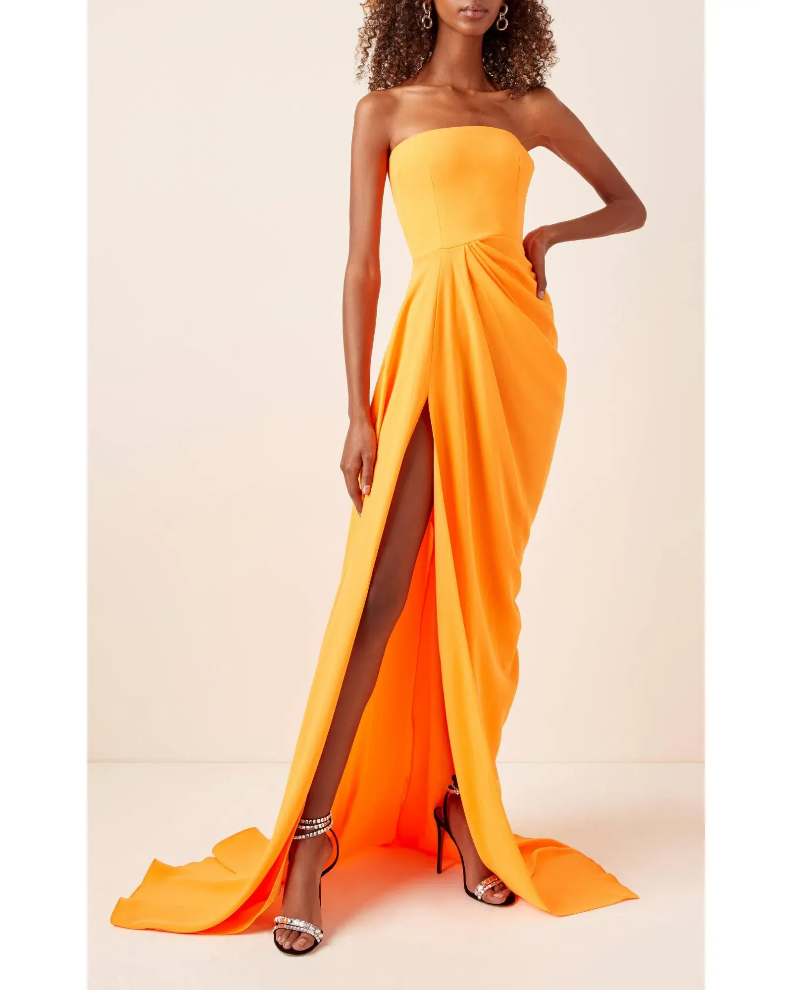 Alex Perry Reed Draped Crepe Gown Orange Size XS / AU 6 - Image 2